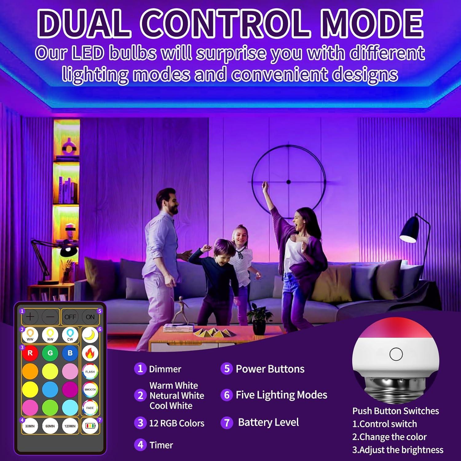 Bombillas Recargables RGB BWKVH 2PK con Control Remoto