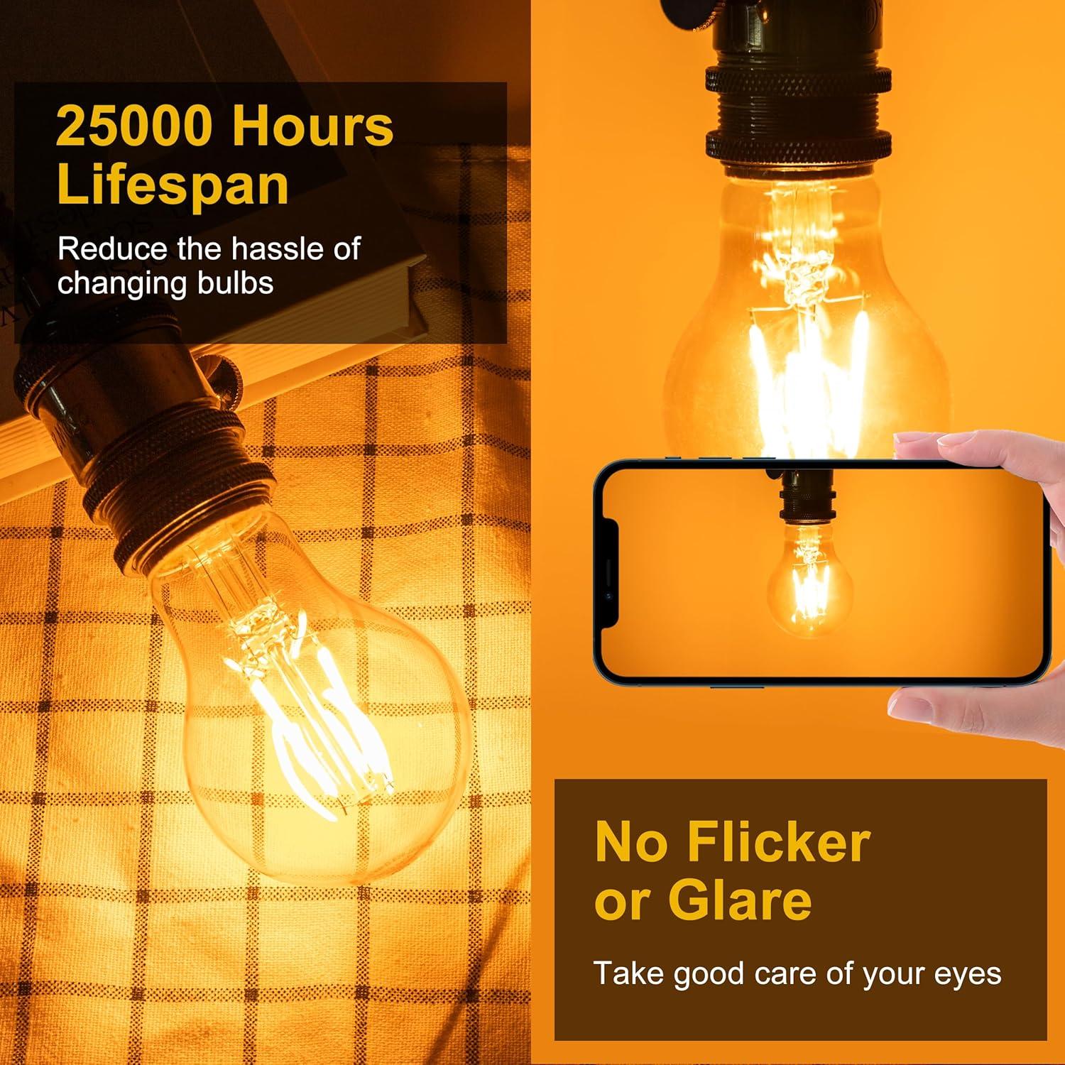 Paquete de 12 Bombillas LED Vintage A19 Edison 4W 2200K