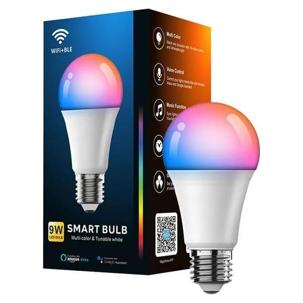 Bombillas Inteligentes LED RGB 9W E26 con WiFi y Bluetooth