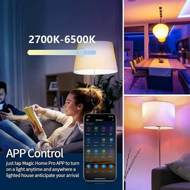 Bombillas Inteligentes LED RGB 9W E26 con WiFi y Bluetooth