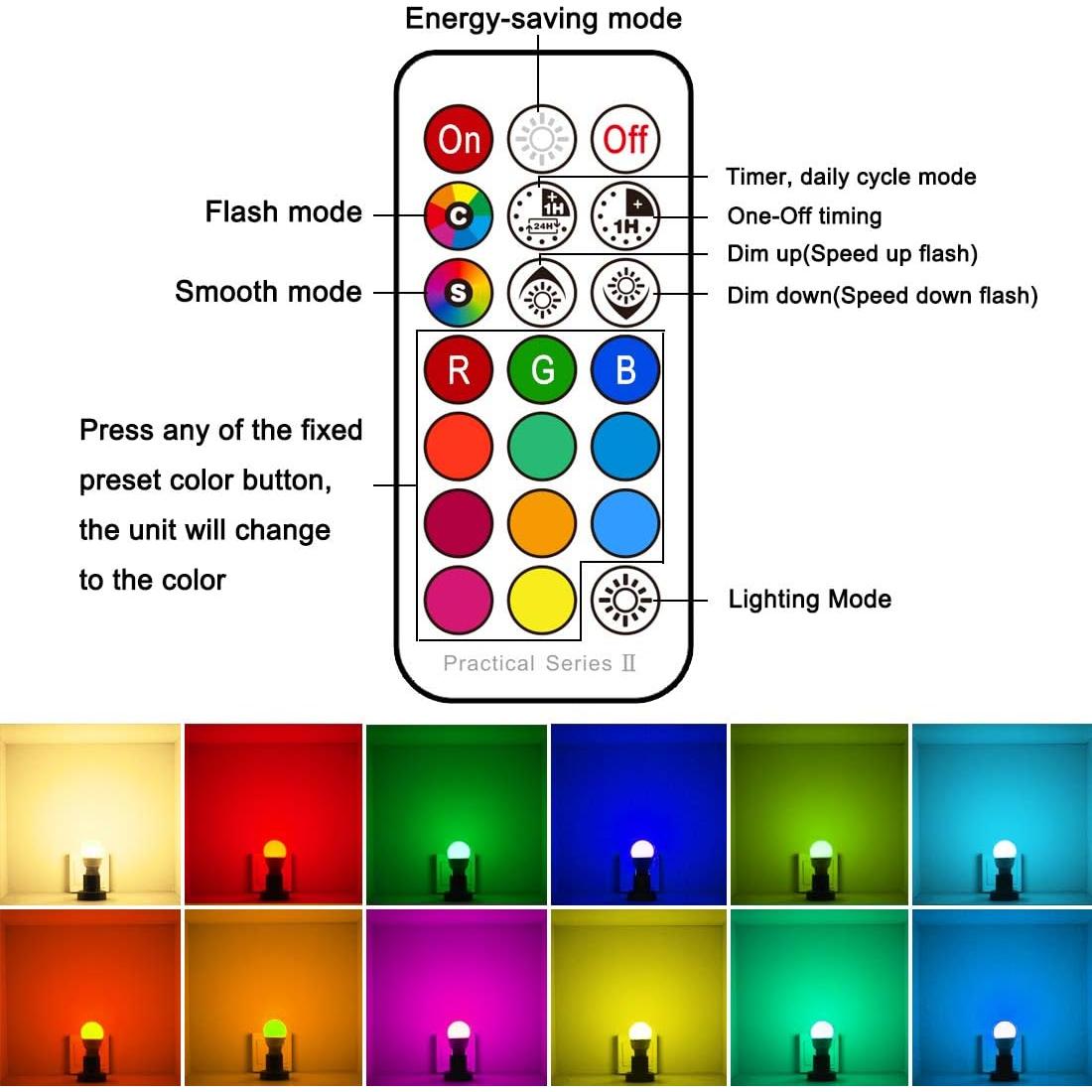 Bombillas LED RGB 5W Yangcsl, Paquete de 6, Control Remoto