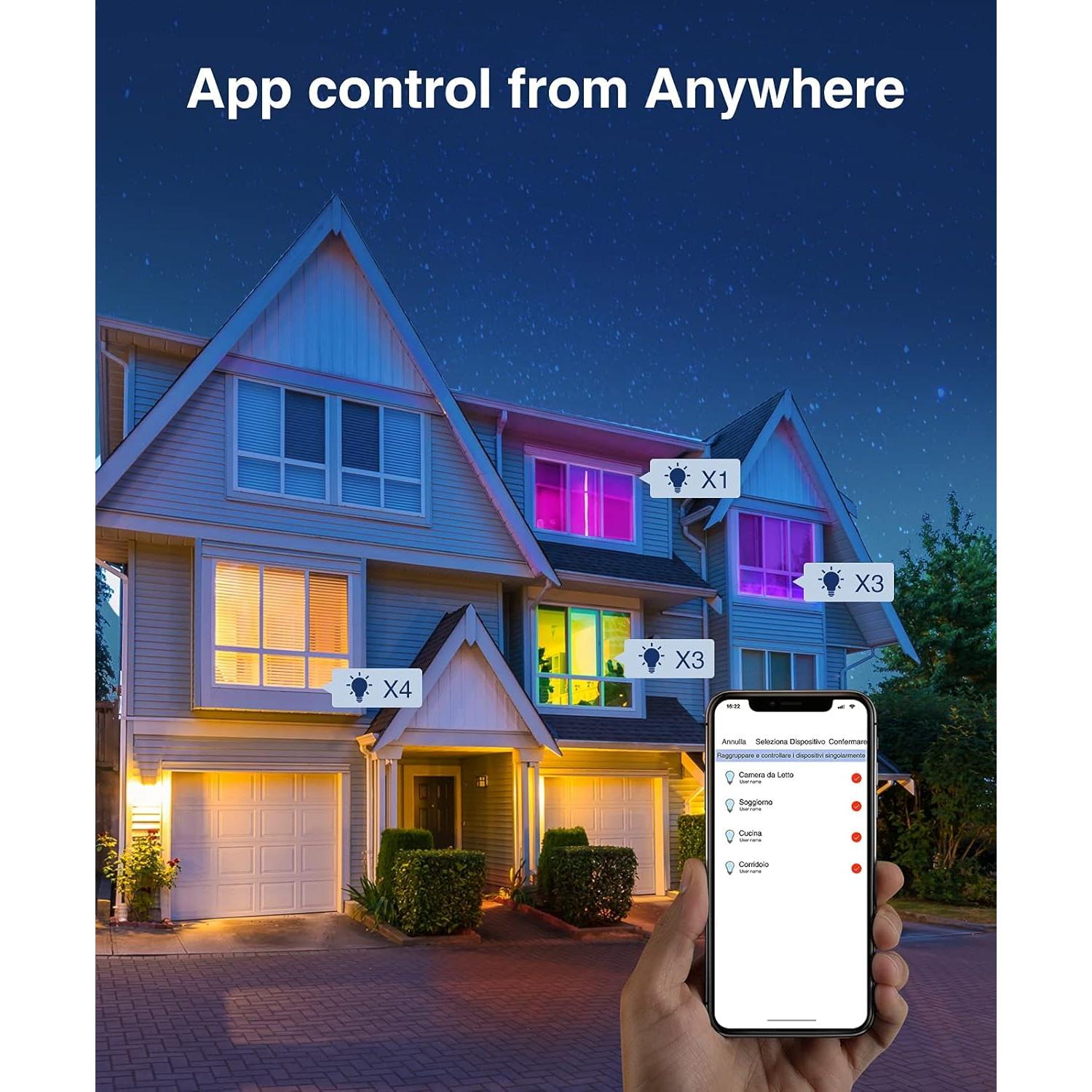 Bombilla Inteligente Beantech A19 RGB 8W WiFi Paquete de 6