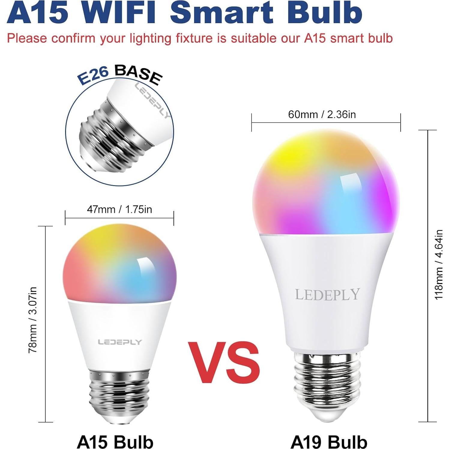 Bombilla LED Inteligente A15 Enshine E26 5W Regulable 3 Unidades