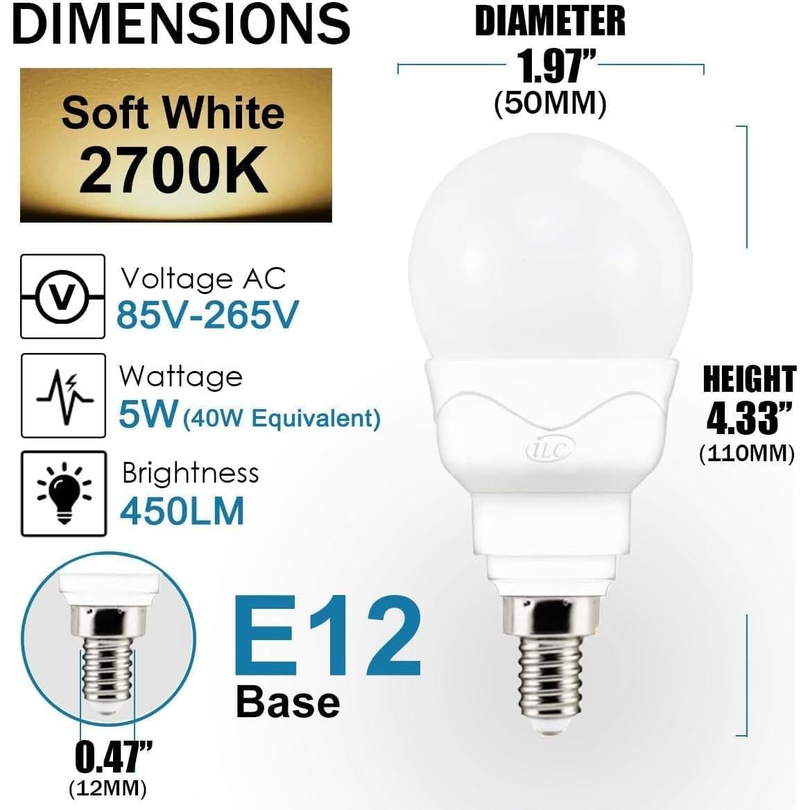 Bombillas LED RGBW iLC E12 5W 2700K Control Remoto Paquete 4