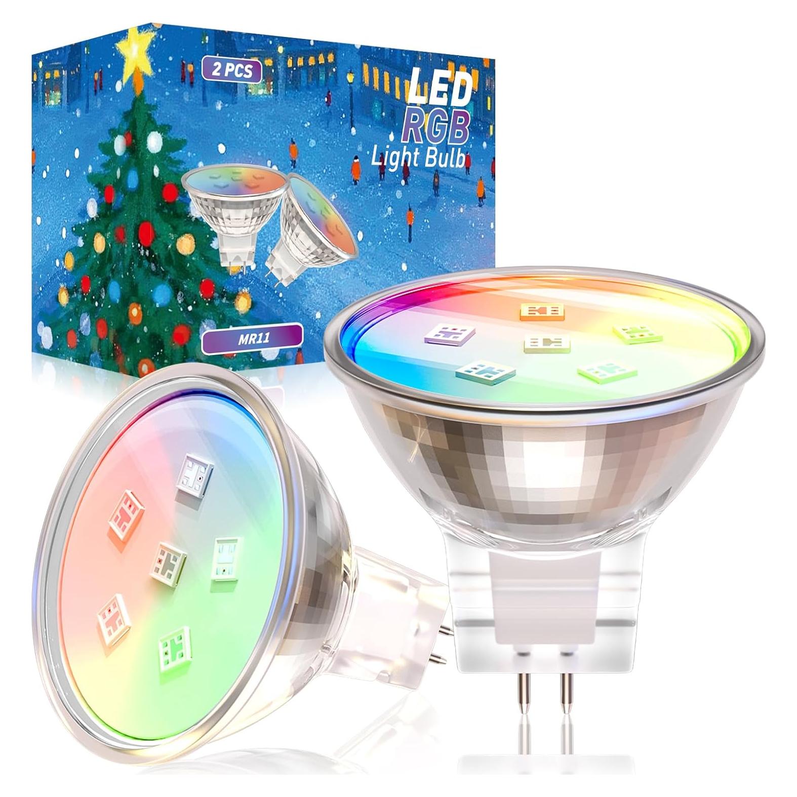 Bombillas LED MR11 GU4 2W RGB 12 Colores - 2 Paquetes