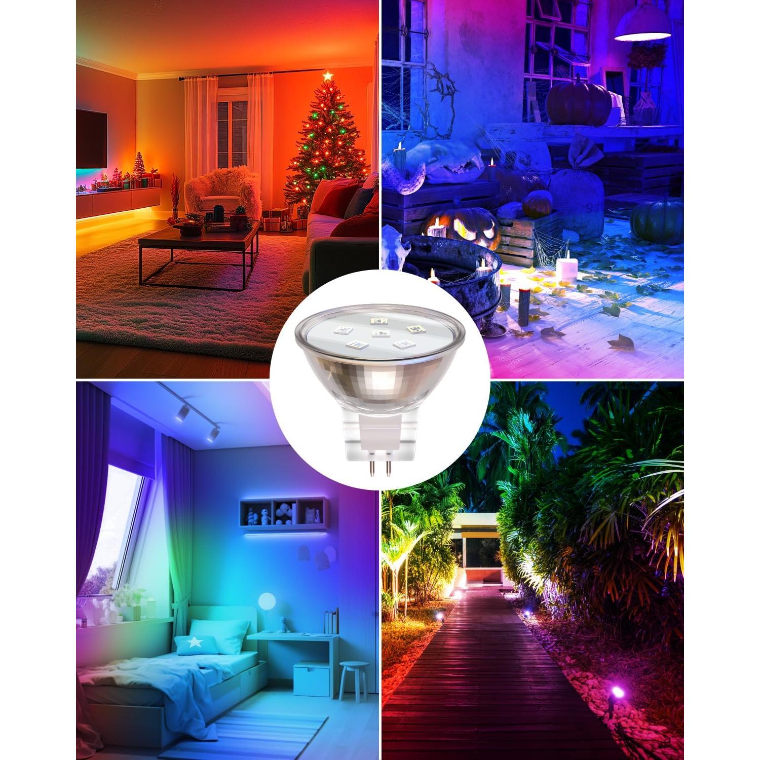 Bombillas LED MR11 GU4 2W RGB 12 Colores - 2 Paquetes