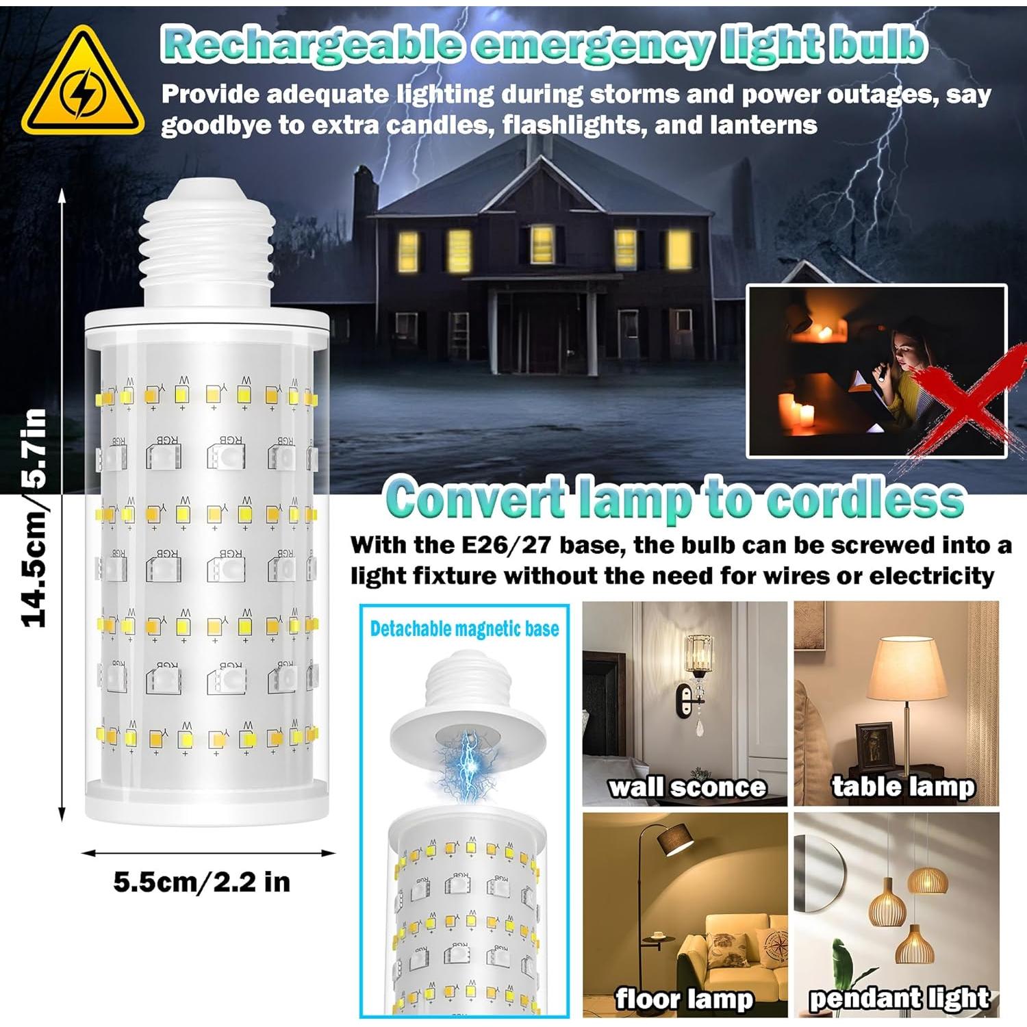 Bombillas de Emergencia Recargables Nekhung 10000mAh RGB