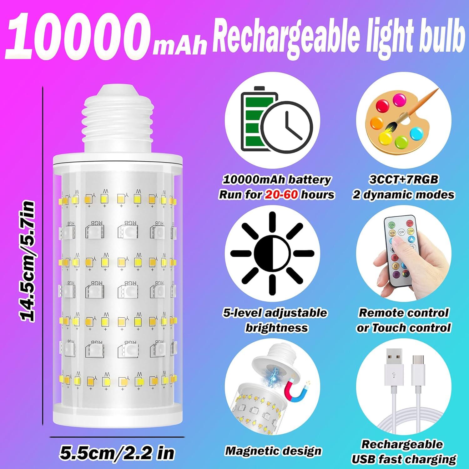 Bombillas Recargables a Batería Slywise 10000mAh RGB Control Remoto