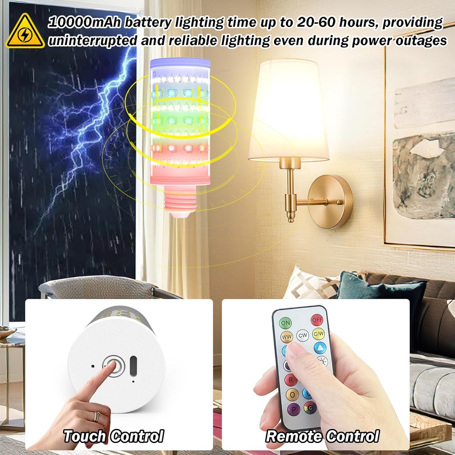 Bombillas Recargables a Batería Slywise 10000mAh RGB Control Remoto