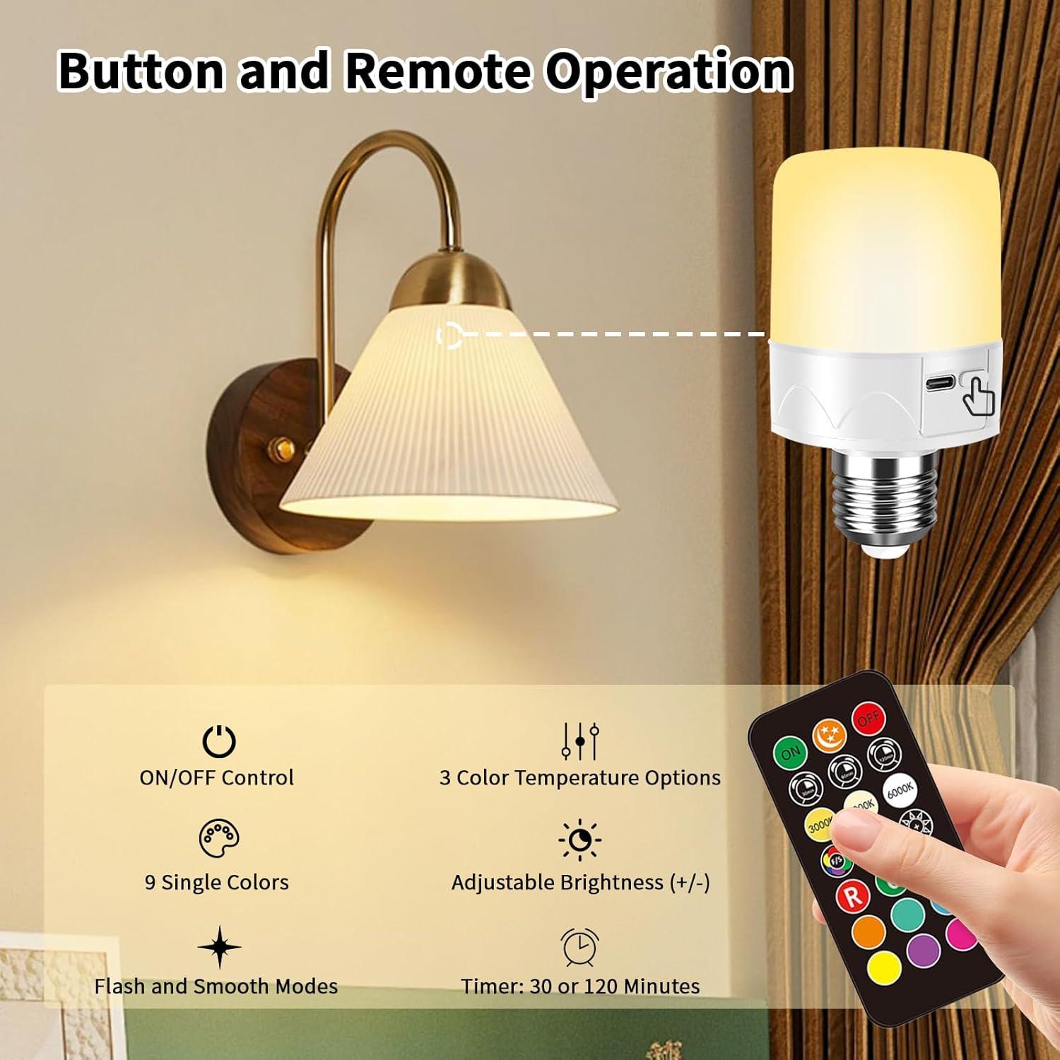 Bombilla Recargable E26 SijiMingyue 9W RGB con Control Remoto