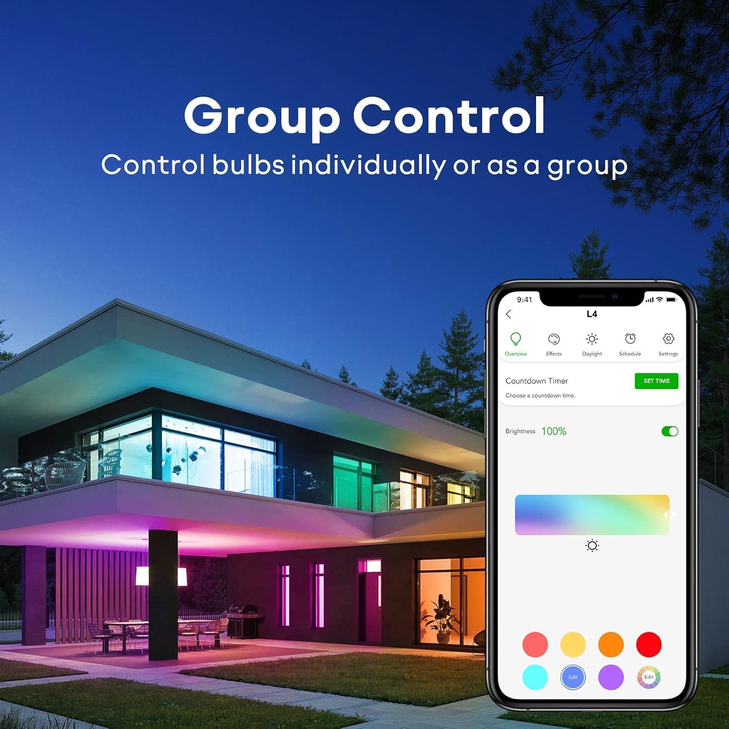 Bombilla Inteligente VOCOlinc L4, 9.5W, 850 Lúmenes, Multicolor, 4 Piezas