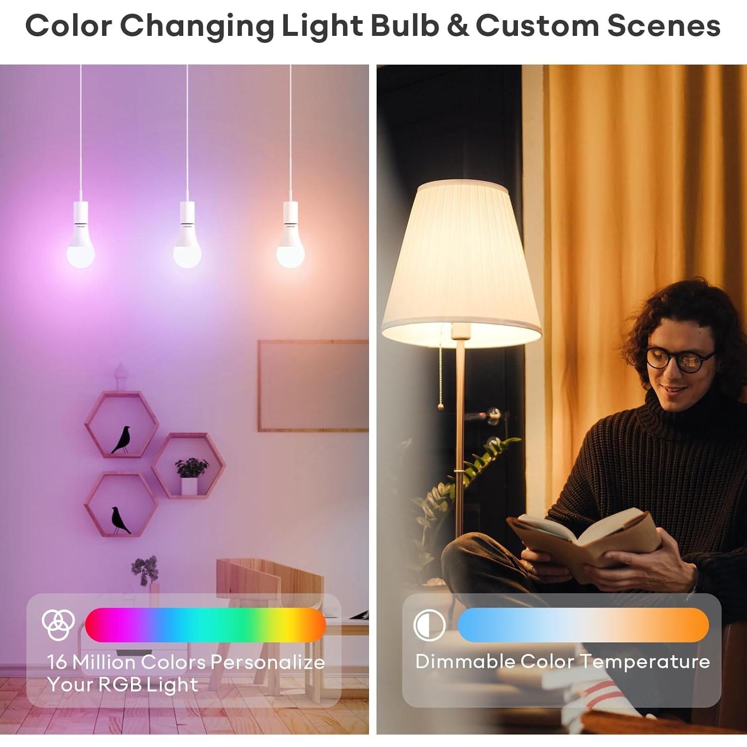 Bombilla Inteligente VOCOlinc L4, 9.5W, 850 Lúmenes, Multicolor, 4 Piezas