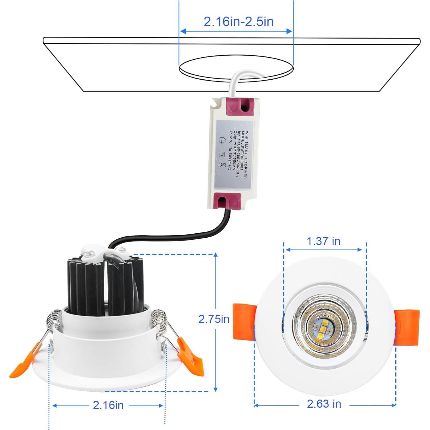 Paquete de 6 luces empotradas LED 5W RGB YASIZESOU