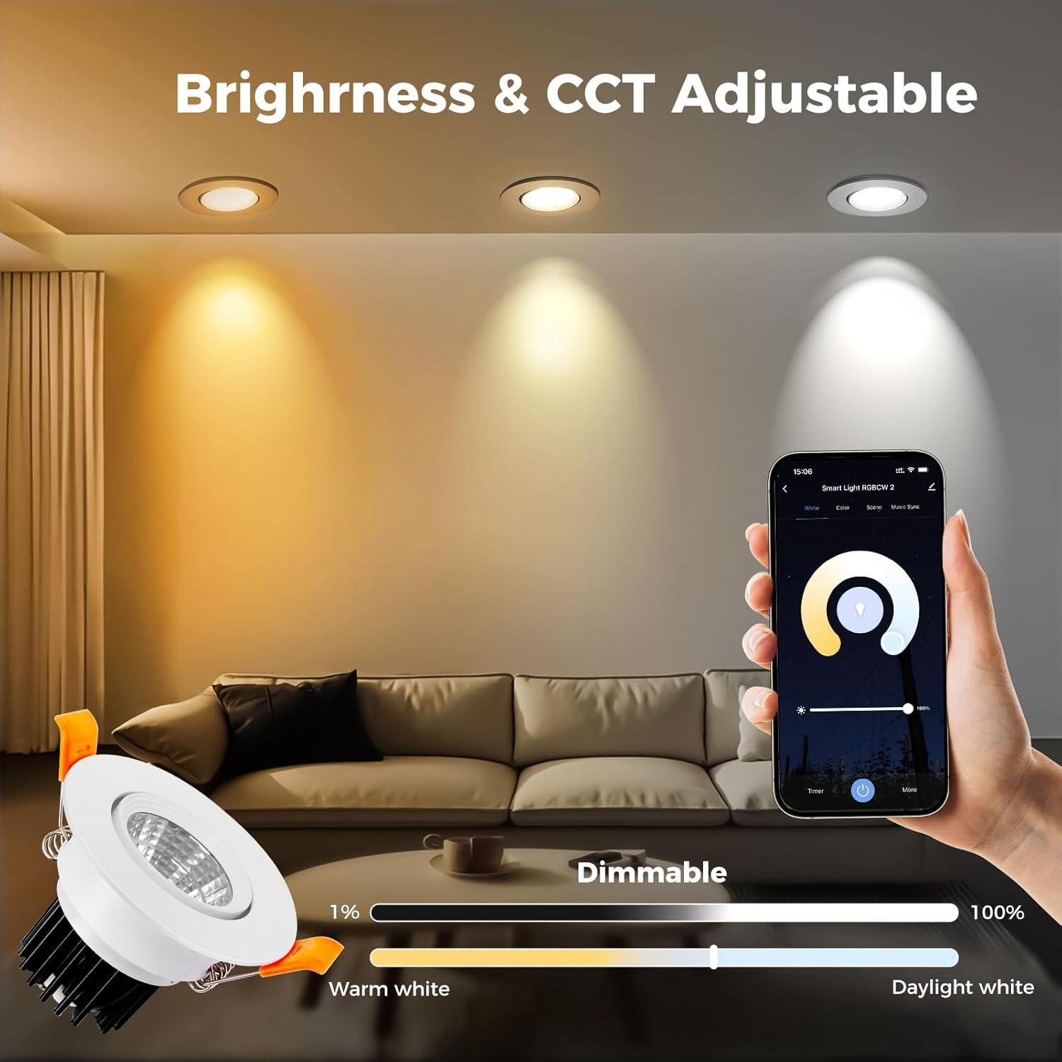 Paquete de 6 luces empotradas LED 5W RGB YASIZESOU