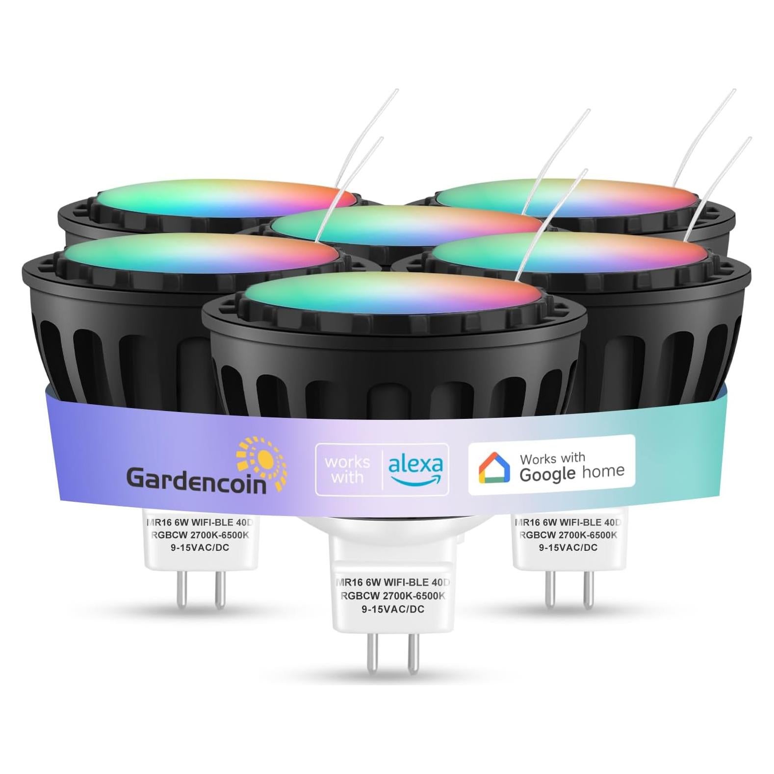Bombilla LED MR16 Gardencoin 6W RGBW GU5.3 Control WiFi 6 Pzas