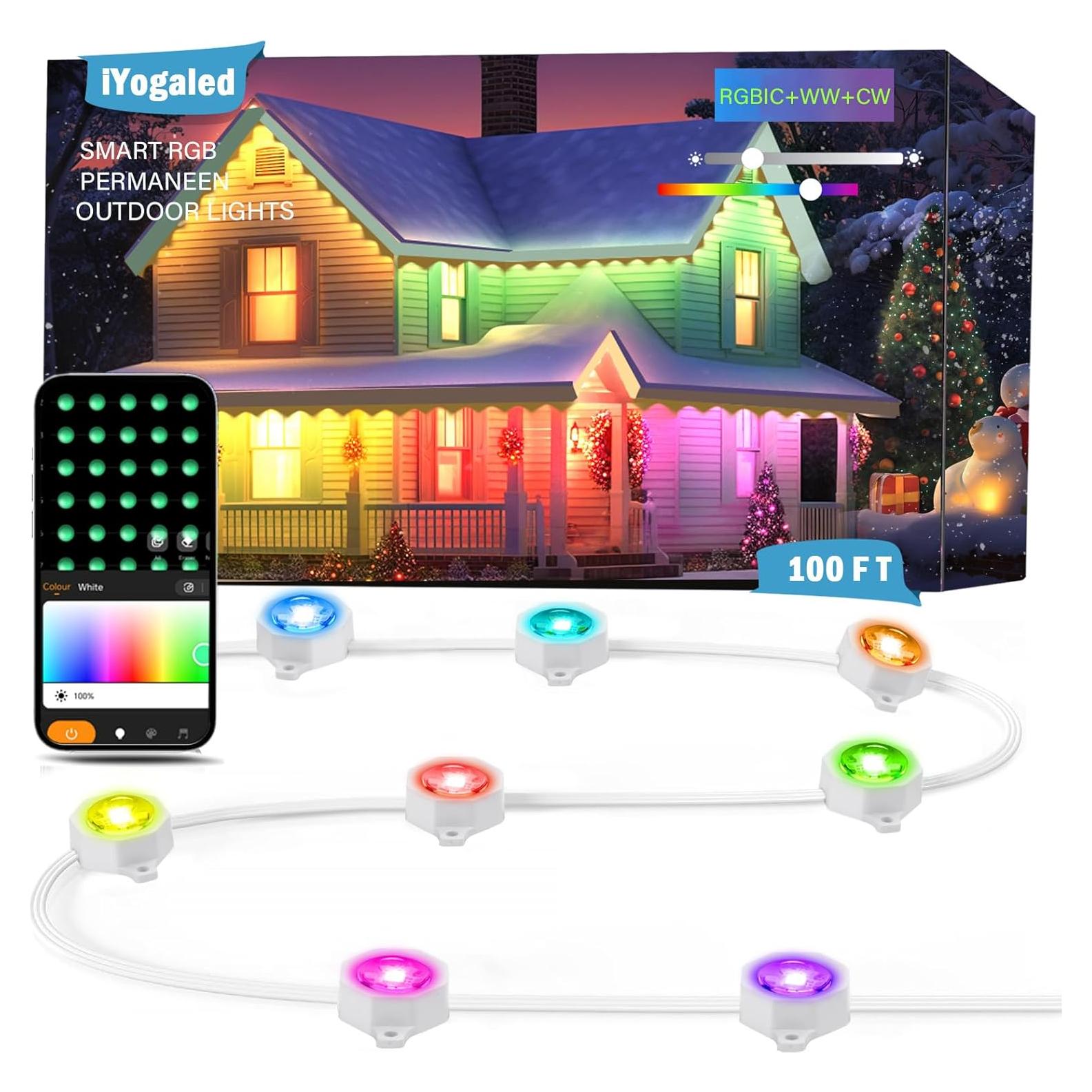 Luces Navideñas Permanentes RGB 30.48m IP67 Control Remoto