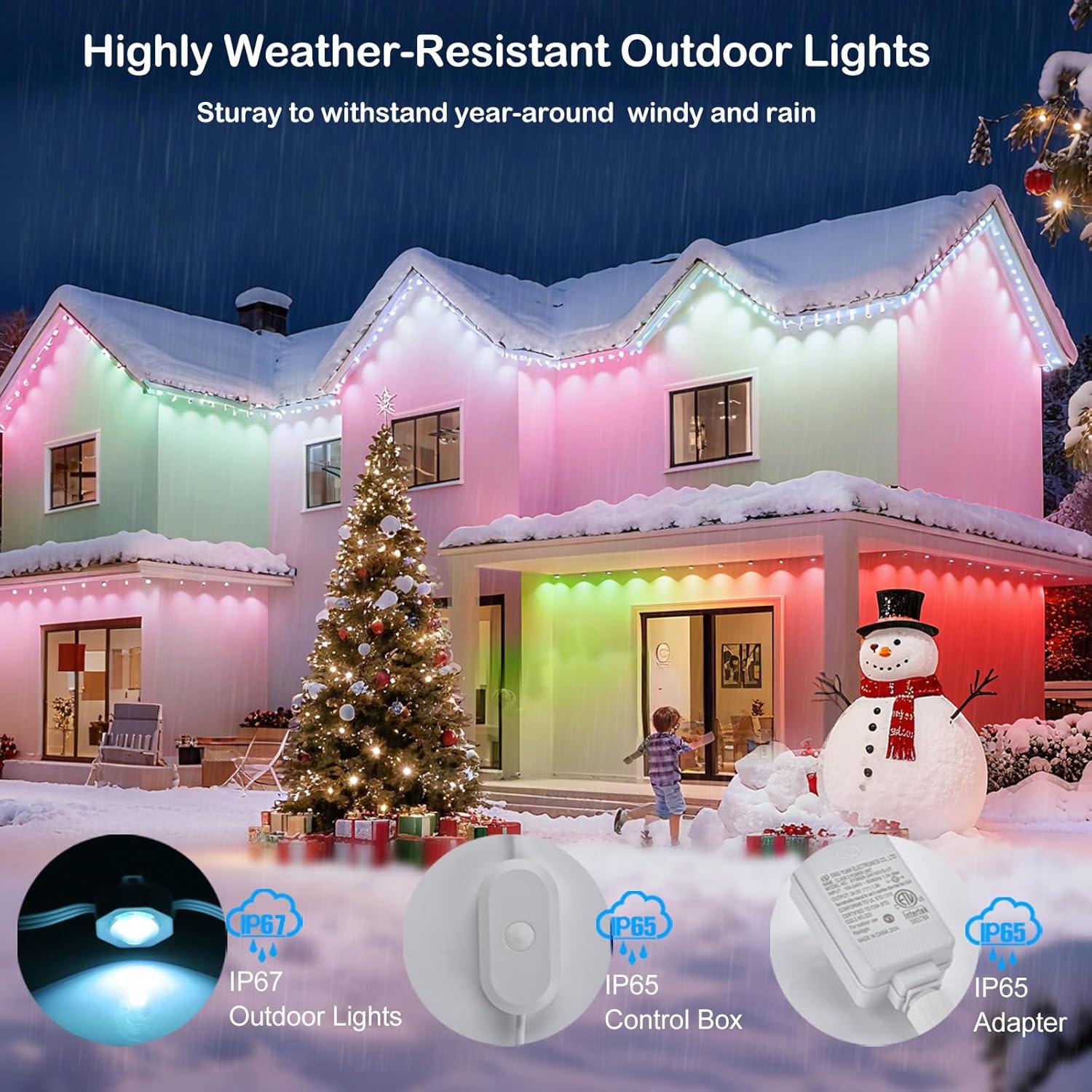 Luces Navideñas Permanentes RGB 30.48m IP67 Control Remoto