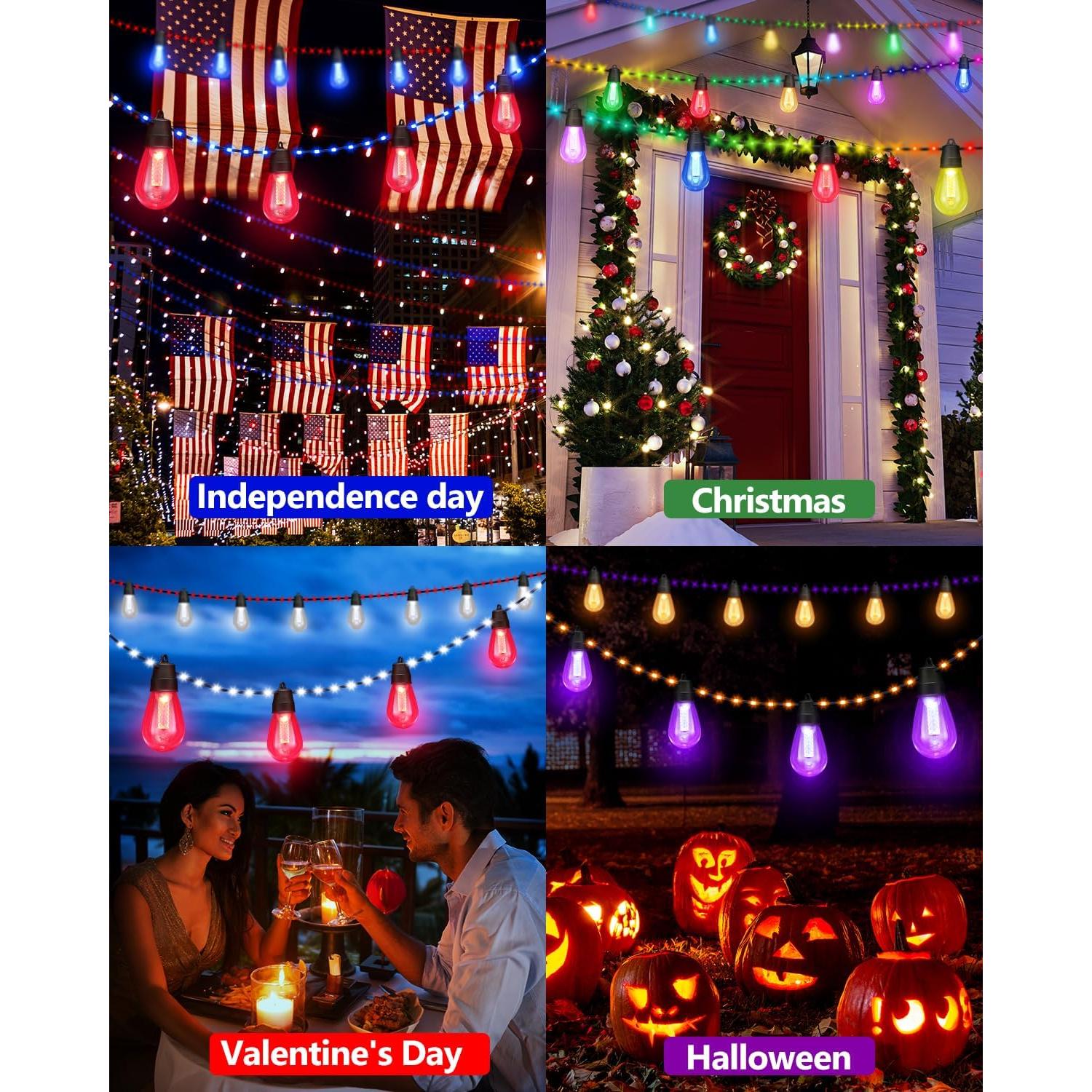 Luces de Patio Inteligentes Flacchi S14 - 14m RGB y Blanco Cálido