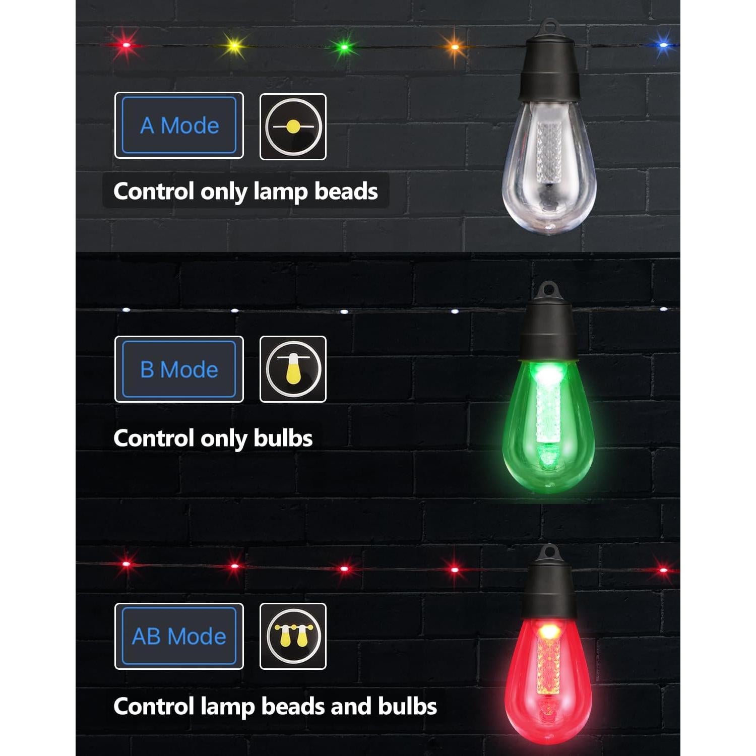 Luces de Patio Inteligentes Flacchi S14 - 14m RGB y Blanco Cálido