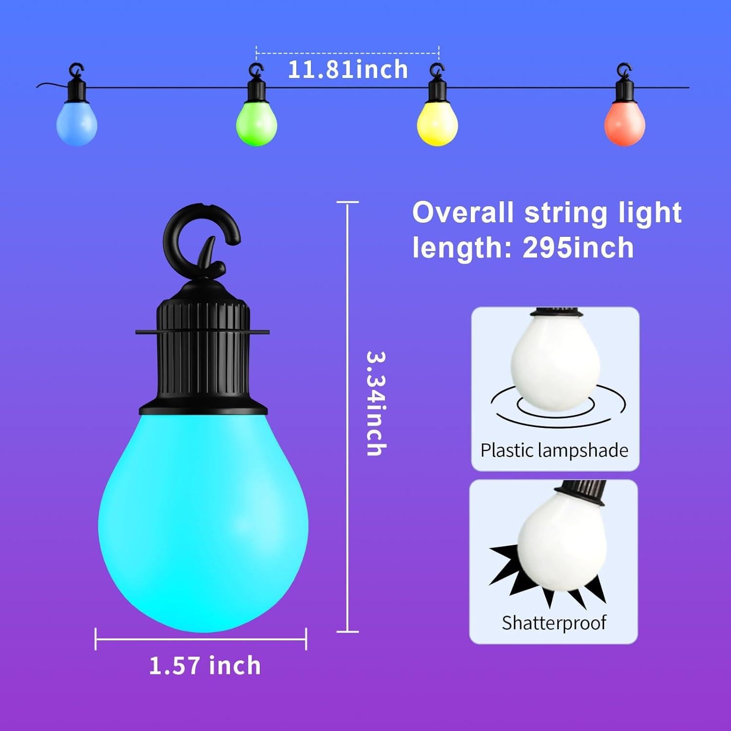 Luces de Cuerda Inteligentes VOLIVO 9.5m RGB 25 LED IP65