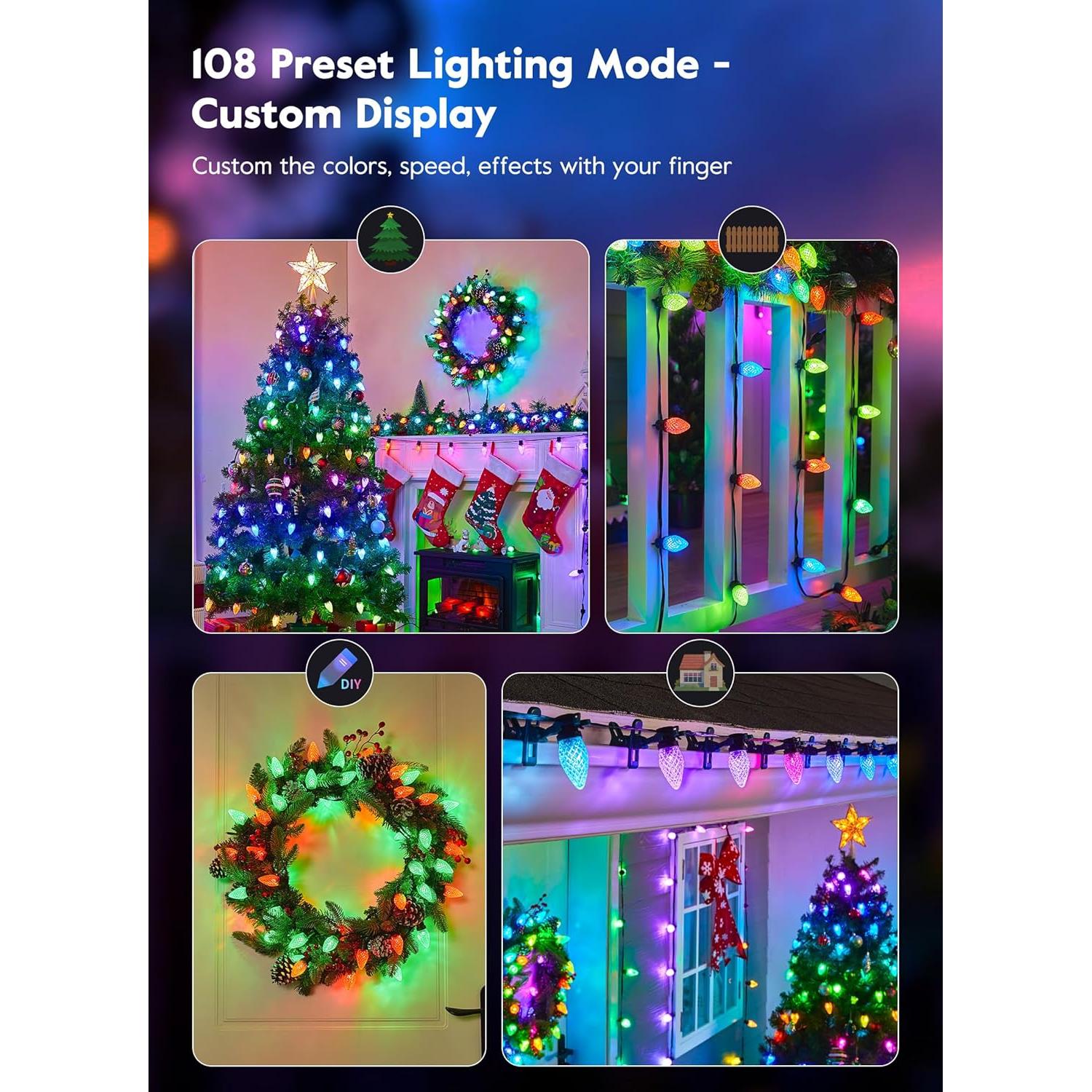 Cadena de Luces de Navidad C9 Brightown 100 LED 25m RGB