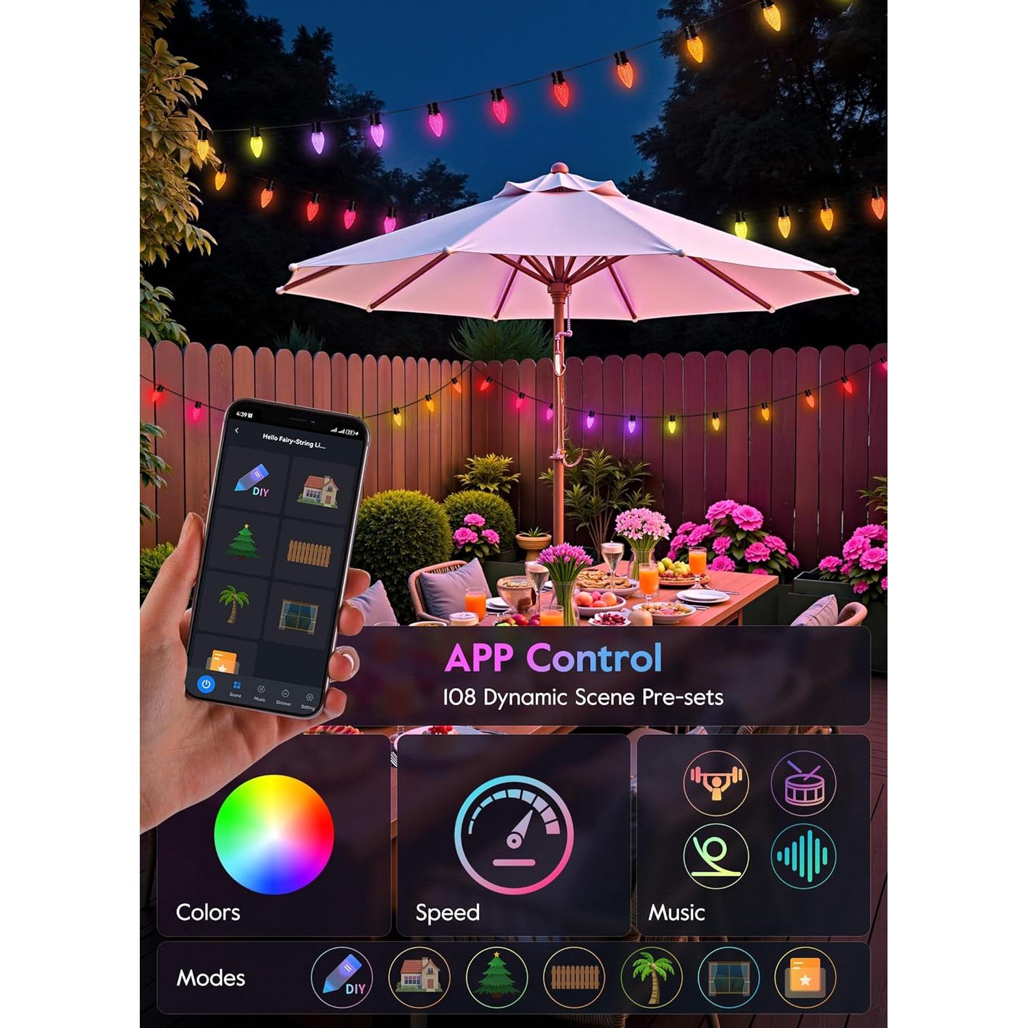 Cadena de Luces de Navidad C9 Brightown 100 LED 25m RGB