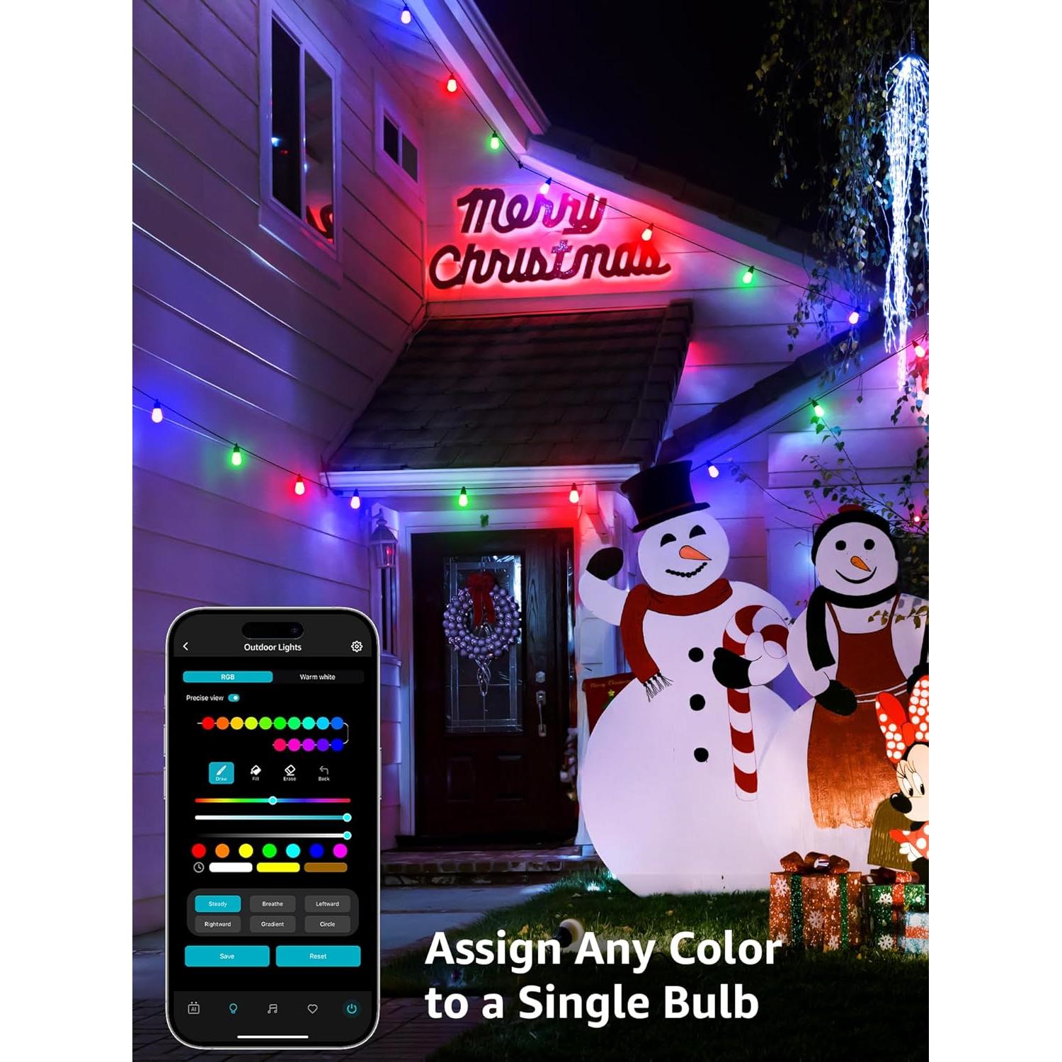 Luces de Cadena Inteligentes Lepro ZB1 15 Bombillas RGB+Blanco Cálido