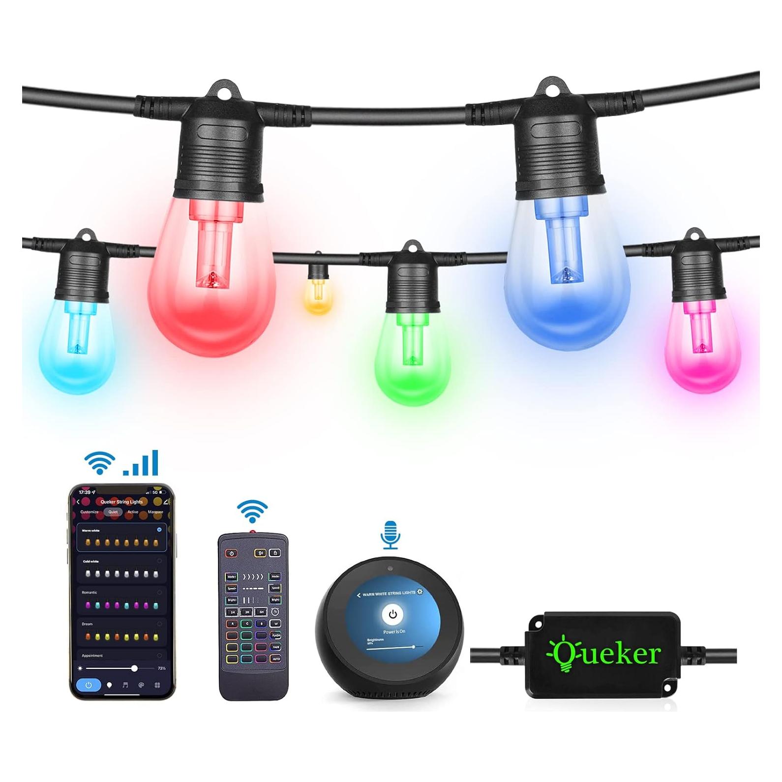 Luces de Cadena LED 30m Queker RGB Inteligentes con Control Remoto