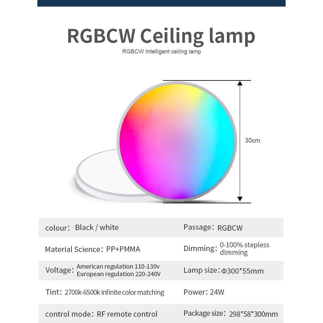 Luz de Techo Inteligente LED RGB+CCT Somto 30.2cm 3000-6500K