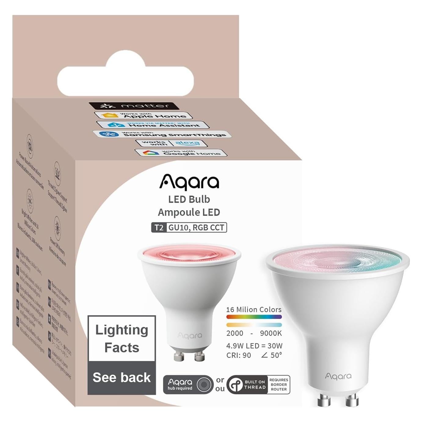 Bombilla LED Inteligente Aqara T2 GU10 RGB 2000K-9000K