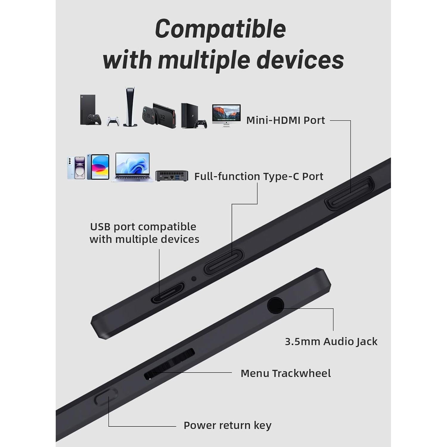 Monitor Portátil Táctil 15.6" FHD 1080P Sibolan con Altavoz