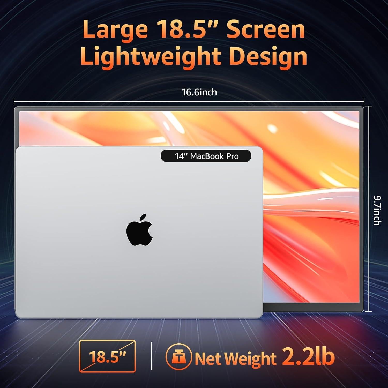 Monitor Portátil 18.5" FHD 100Hz KKSmart con Soporte Integrado