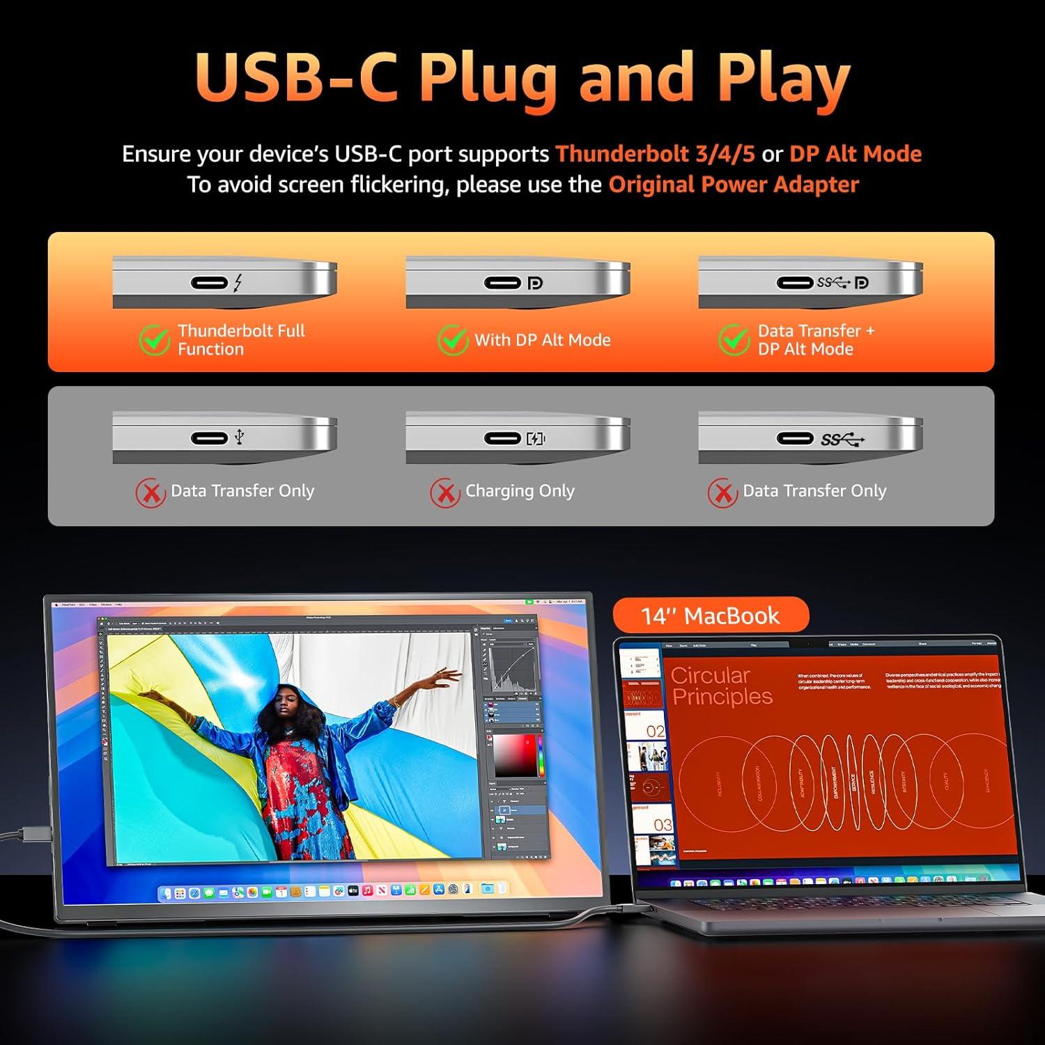 Monitor Portátil 18.5" FHD 100Hz KKSmart con Soporte Integrado