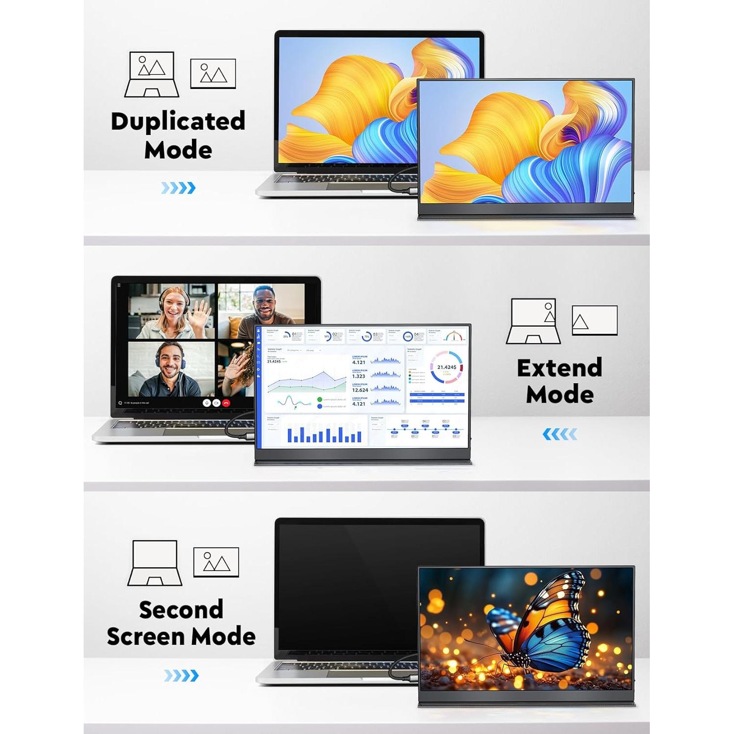 Monitor Portátil HONGO 15.6" FHD 1080P USB-C HDMI