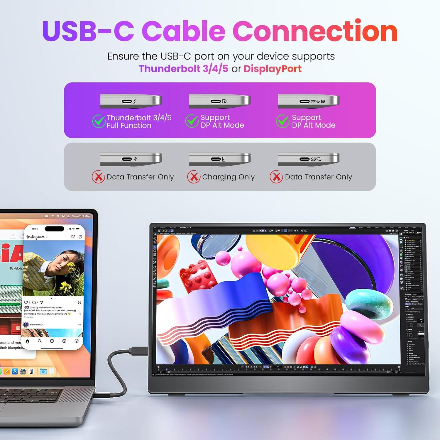 Monitor Portátil Upperizon 15.6" FHD 60Hz IPS USB-C HDMI