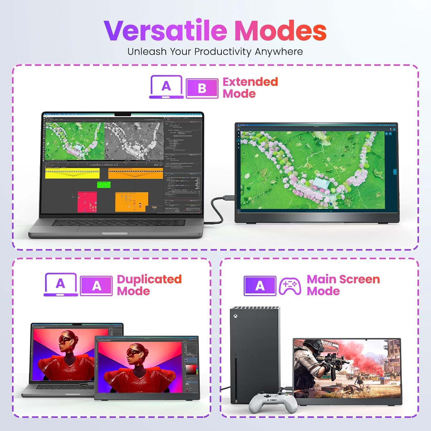 Monitor Portátil Upperizon 15.6" FHD 60Hz IPS USB-C HDMI