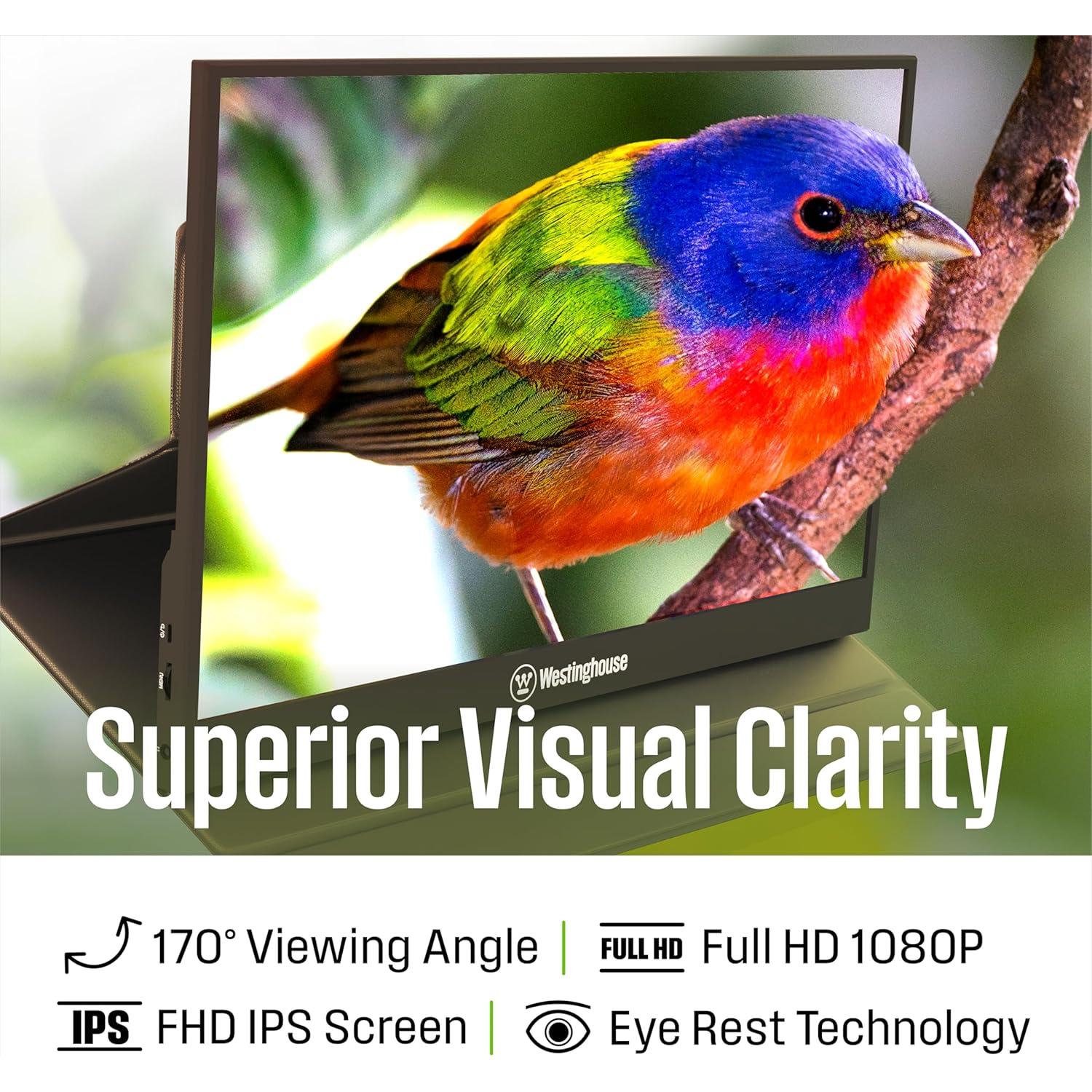 Monitor Portátil Westinghouse 15.6" FHD IPS 1080p con Altavoces