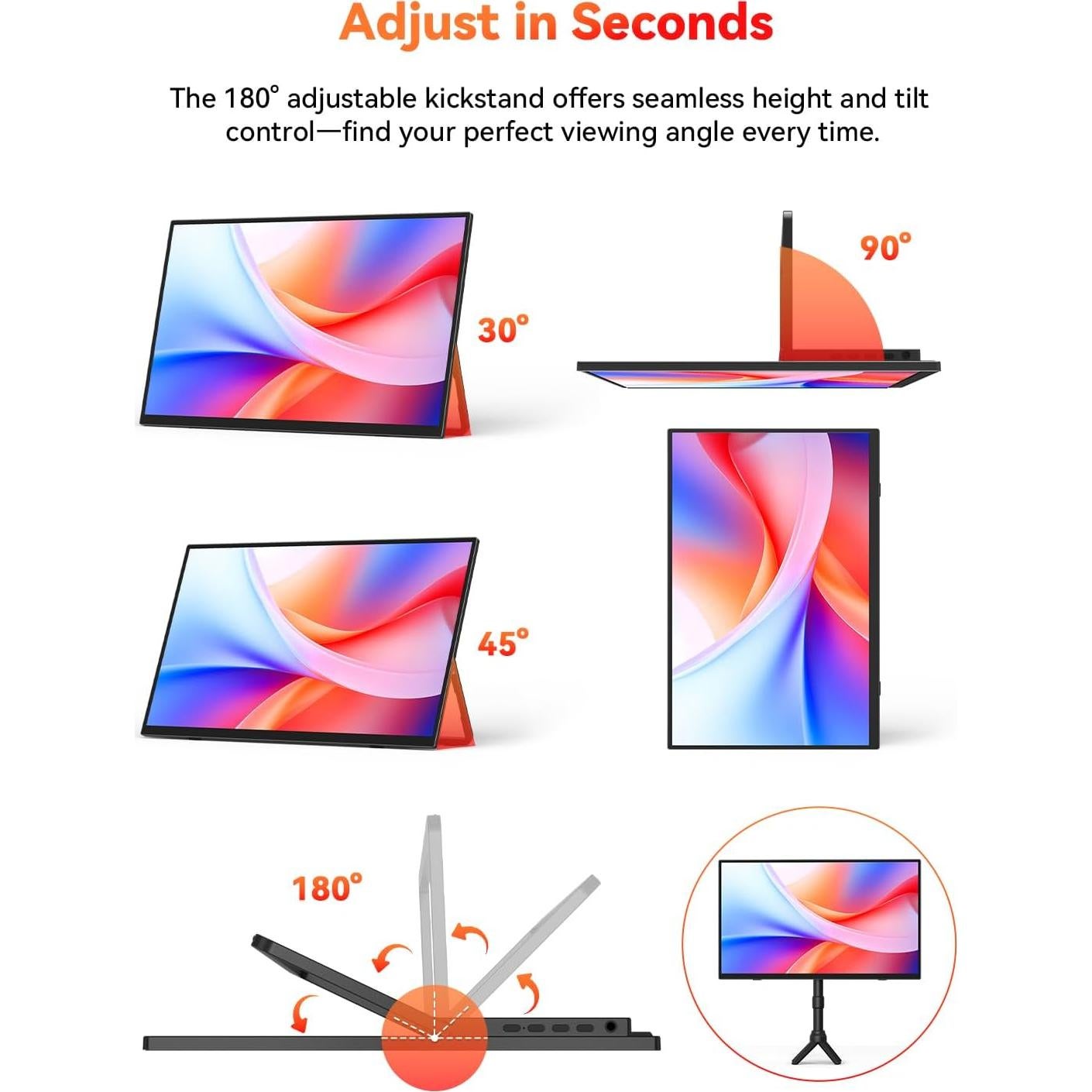 Monitor Portátil HotYeah 15.6" FHD 1080P USB-C HDMI IPS