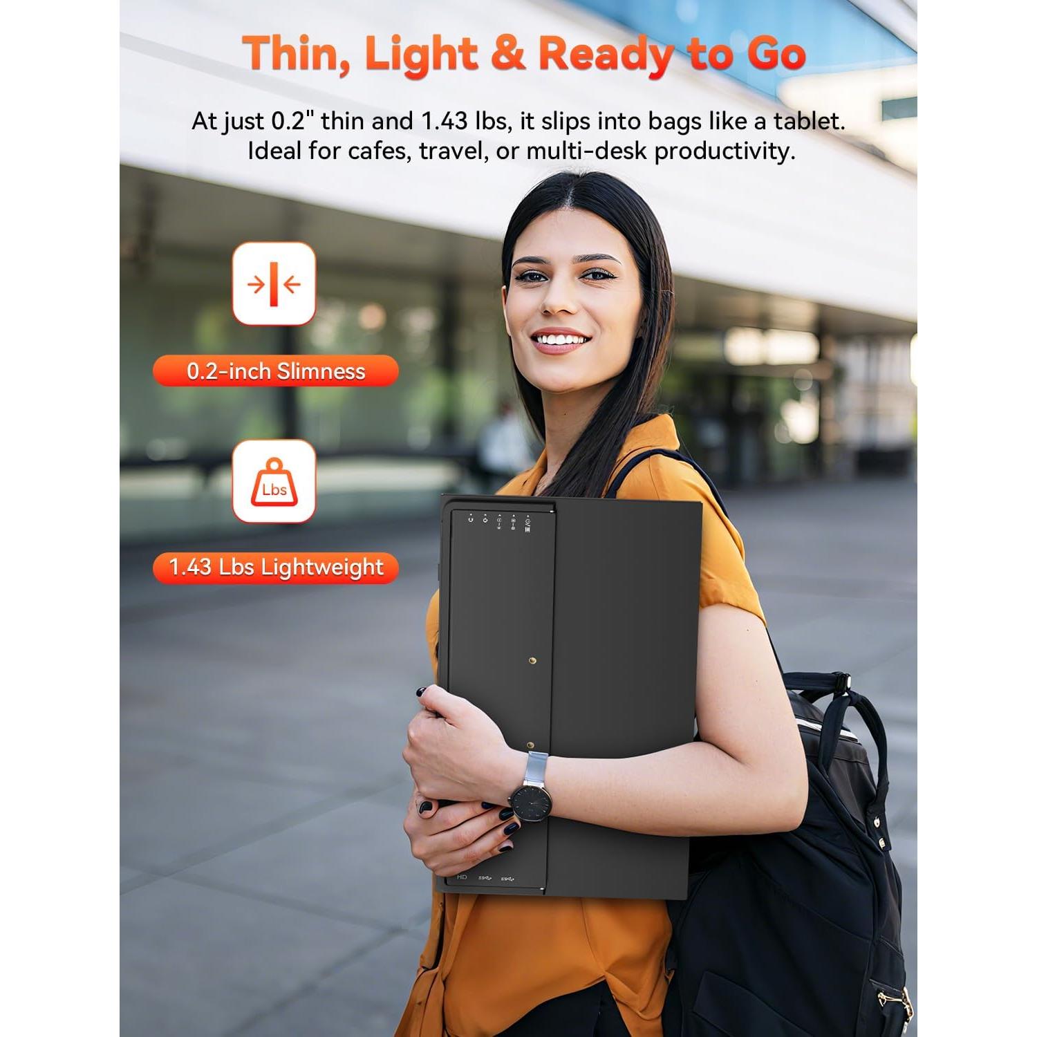 Monitor Portátil HotYeah 15.6" FHD 1080P USB-C HDMI IPS