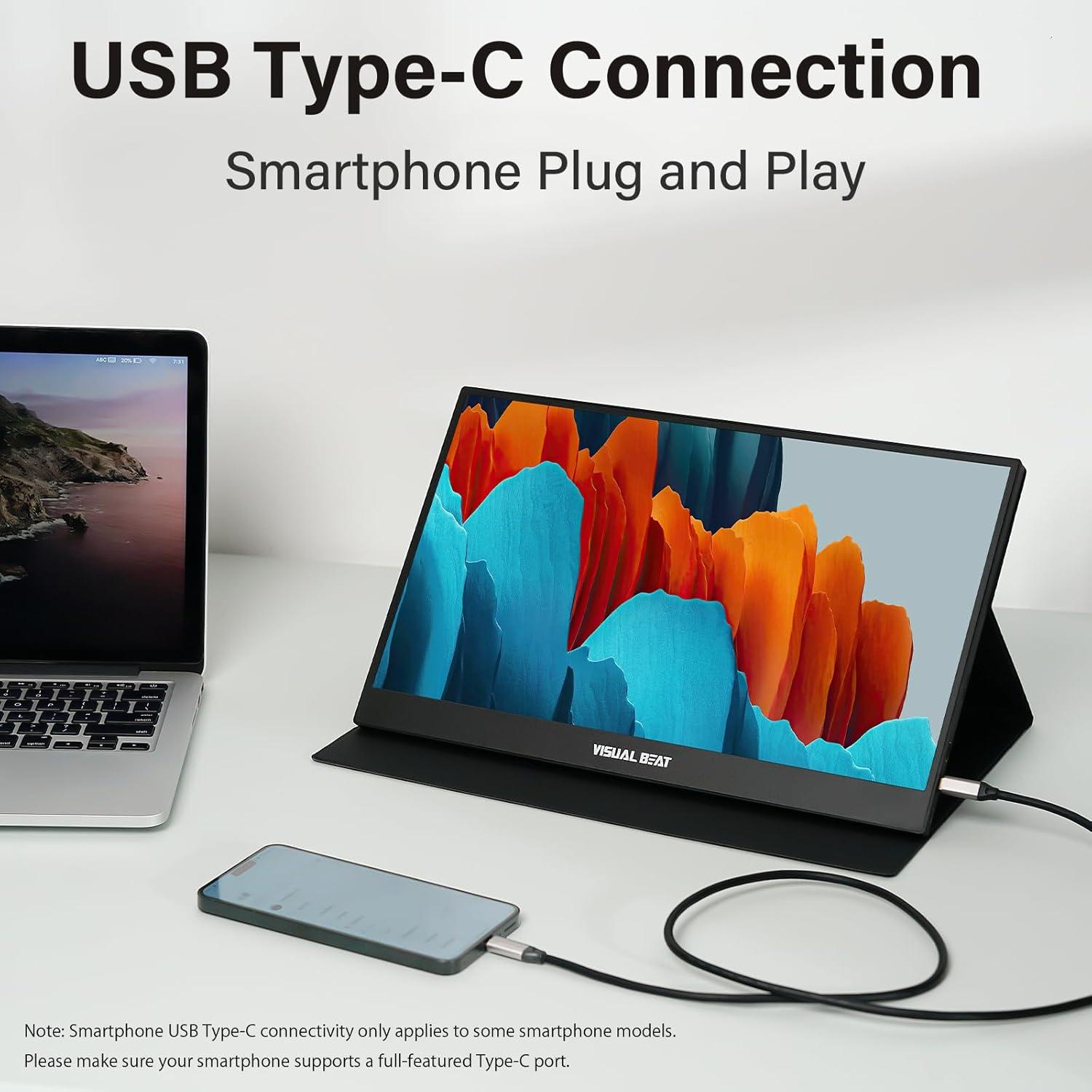 Monitor Portátil VISUAL BEAT 15.6" FHD 1080P USB-C HDMI IPS