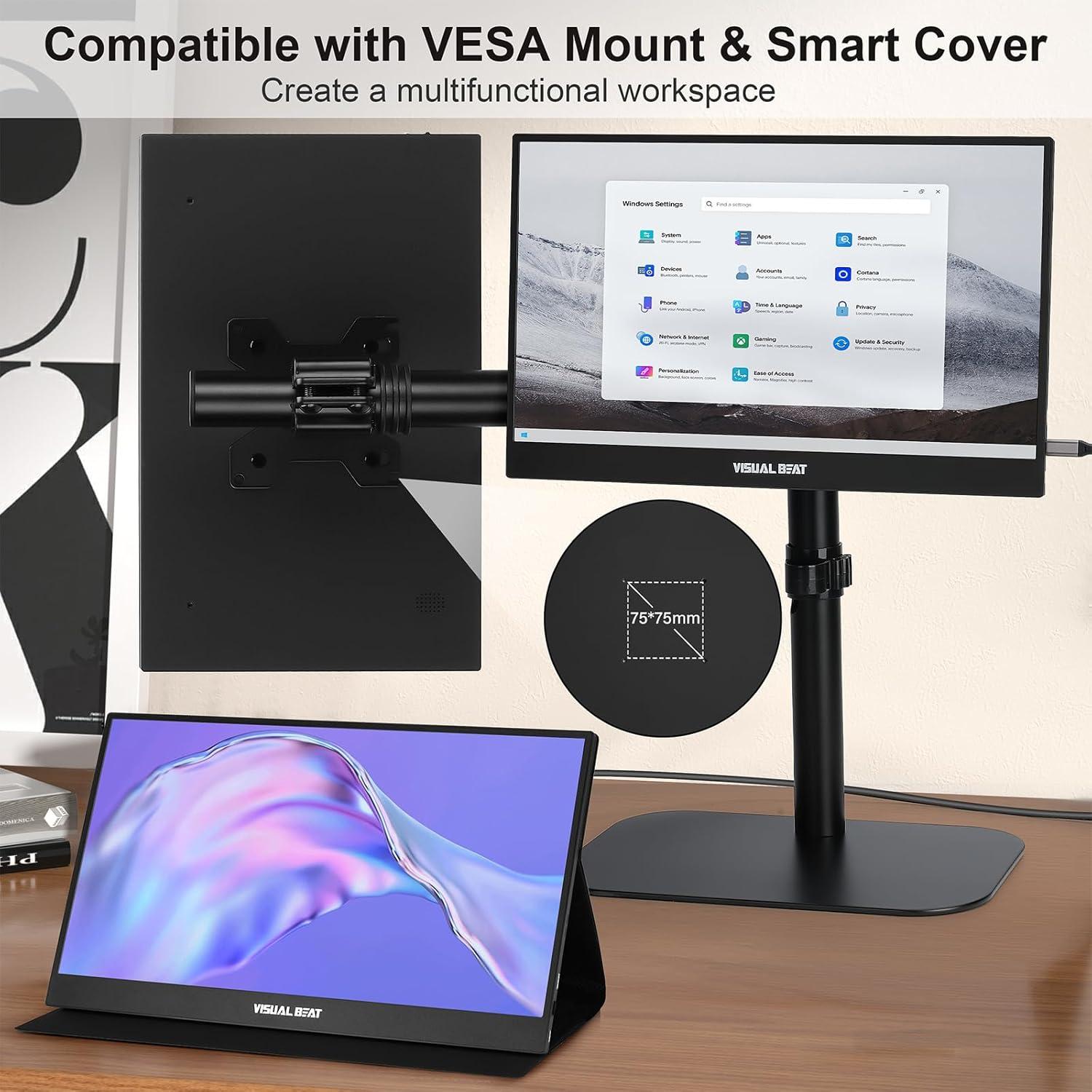 Monitor Portátil VISUAL BEAT 15.6" FHD 1080P USB-C HDMI IPS