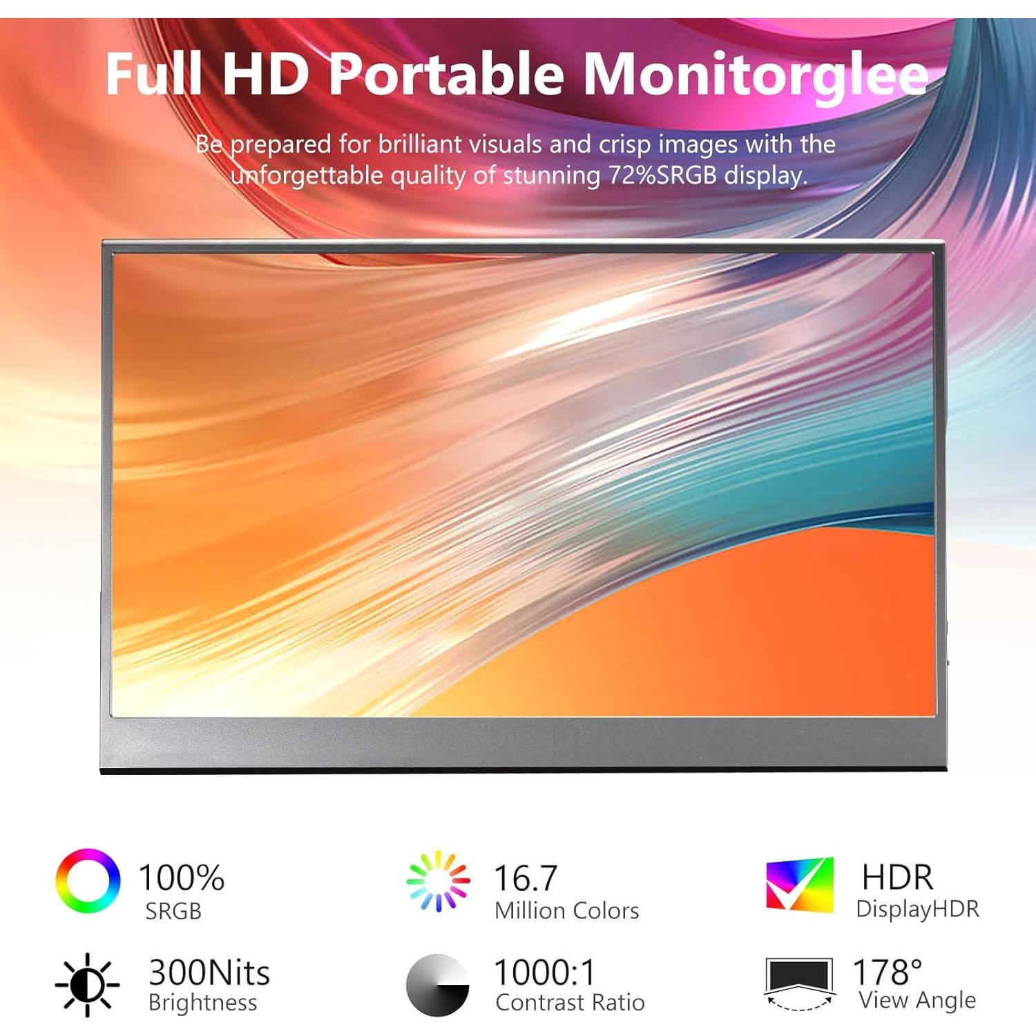 Monitor Portátil FLYZUNI 15.6" Full HD 1080P USB-C HDMI