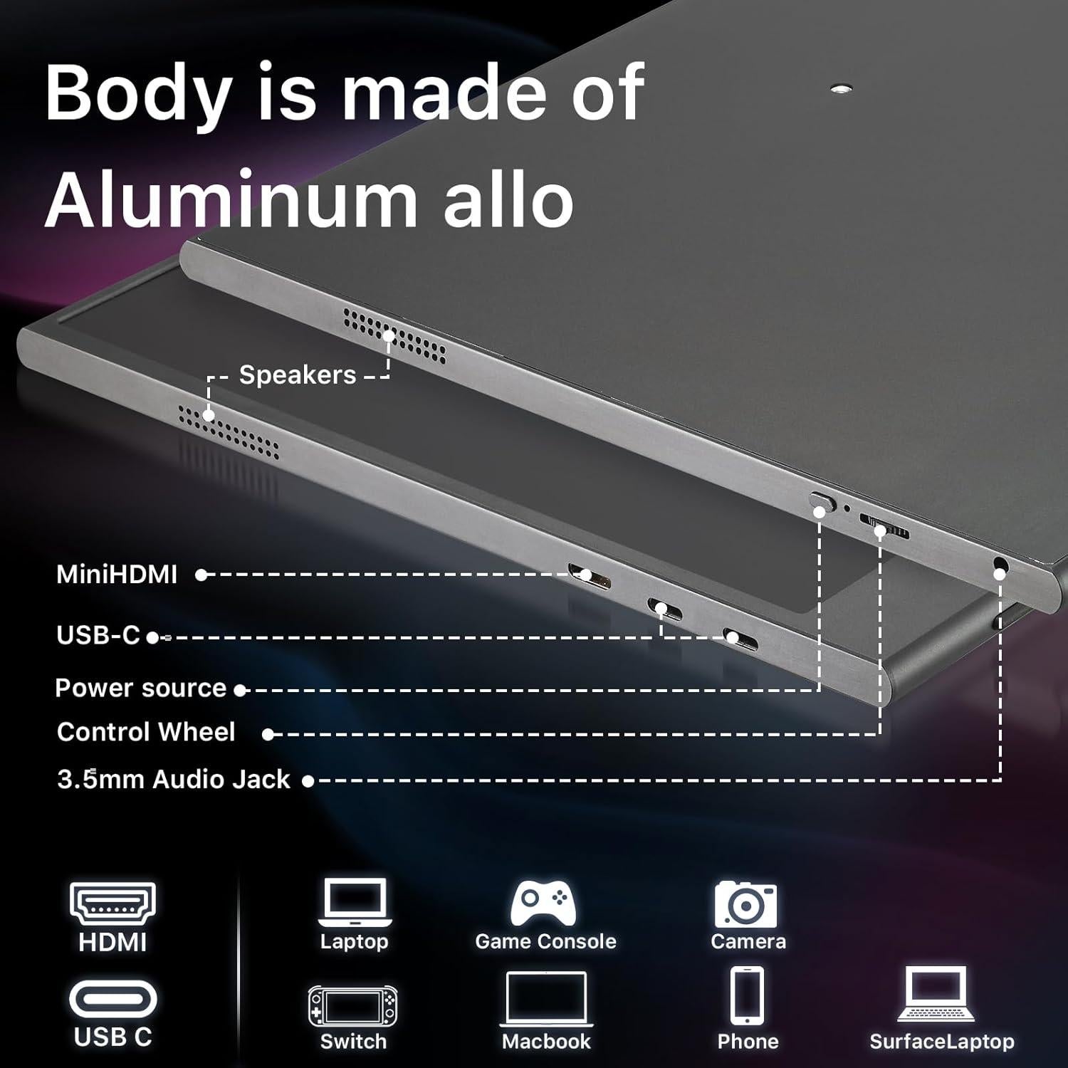 Monitor Portátil FLYZUNI 15.6" Full HD 1080P USB-C HDMI