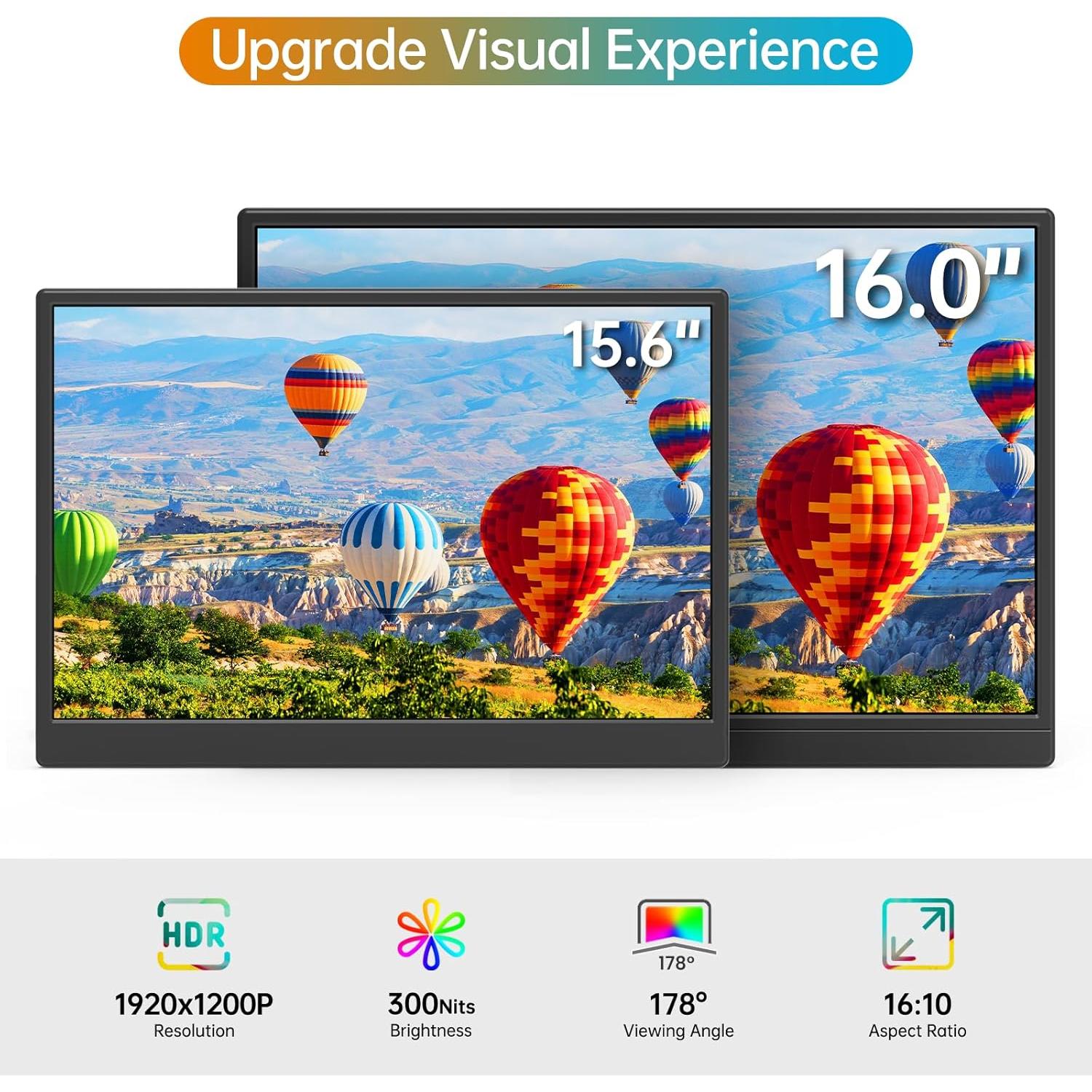 Monitor Portátil YPI 16" FHD 1920x1200 USB-C HDMI Delgado