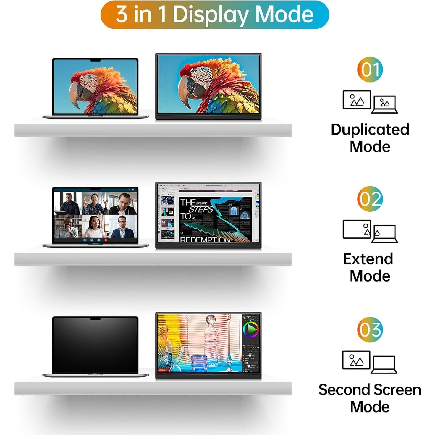 Monitor Portátil YPI 16" FHD 1920x1200 USB-C HDMI Delgado