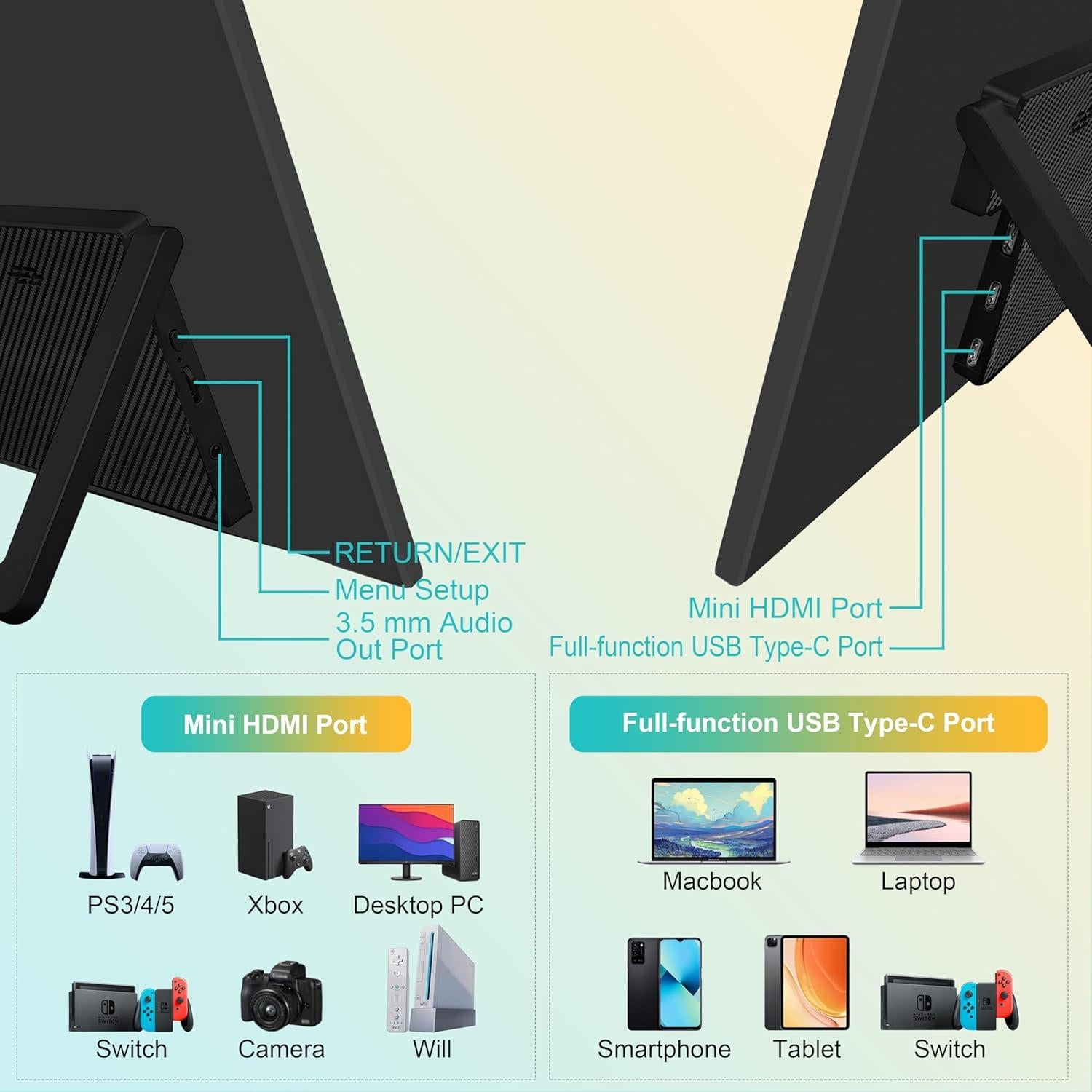 Monitor Portátil 18.5" Aimuonos FHD 1920x1080 120Hz HDMI