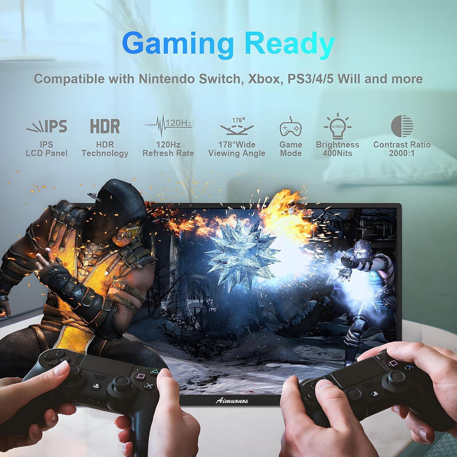 Monitor Portátil 18.5" Aimuonos FHD 1920x1080 120Hz HDMI