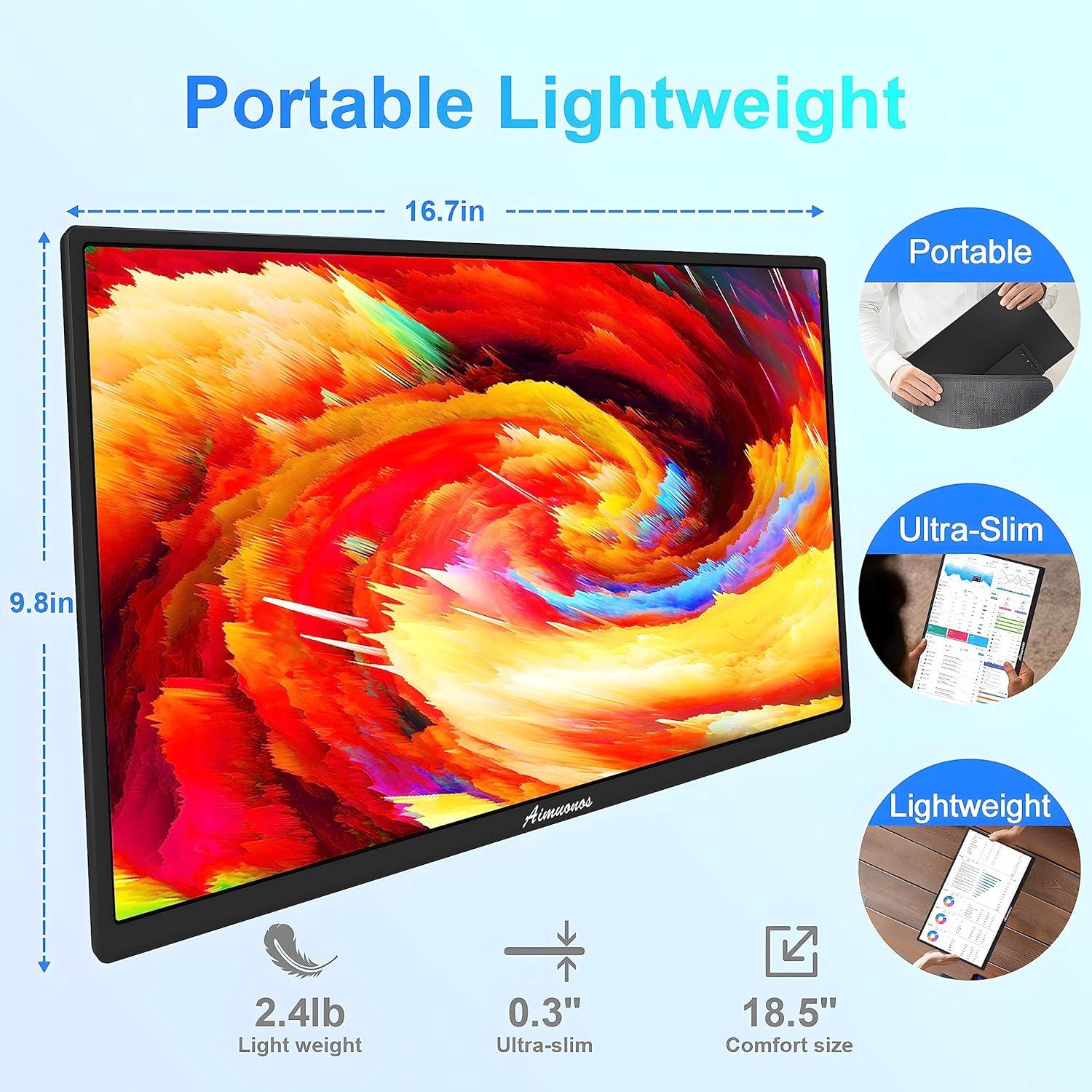 Monitor Portátil 18.5" Aimuonos FHD 1920x1080 120Hz HDMI