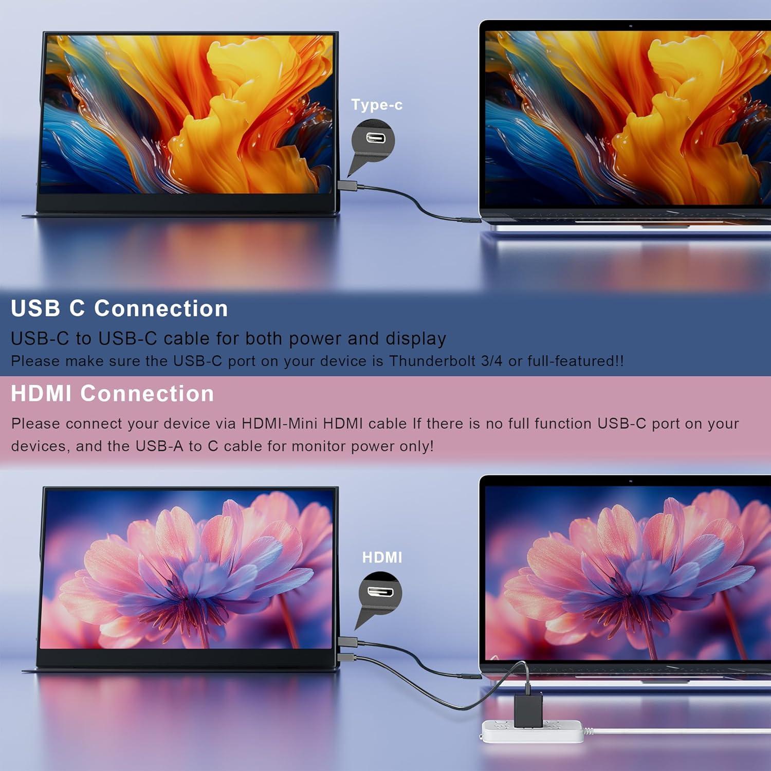 Monitor Portátil FHD 15.6" XINHENGTAI 1080P USB-C HDMI