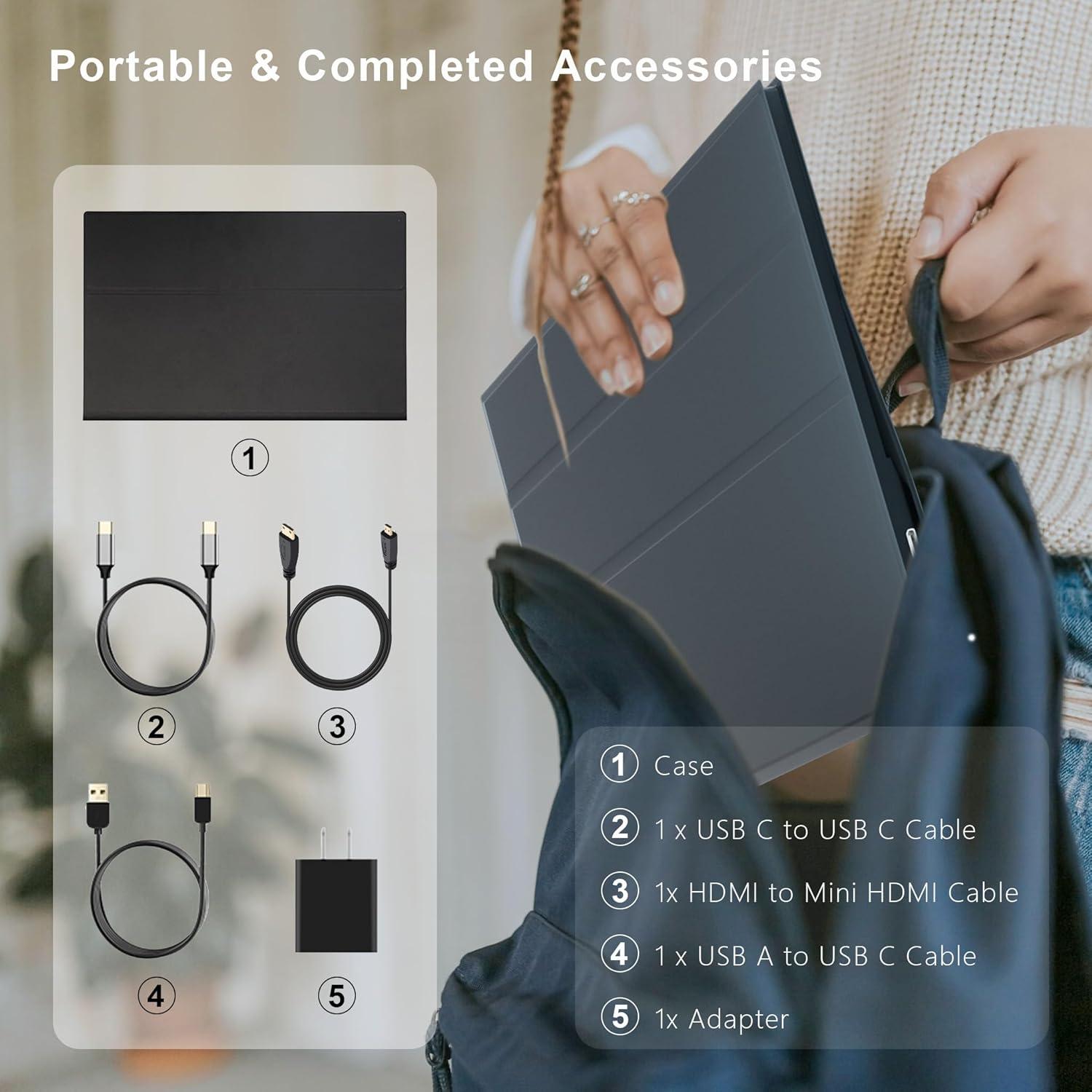 Monitor Portátil FHD 15.6" XINHENGTAI 1080P USB-C HDMI